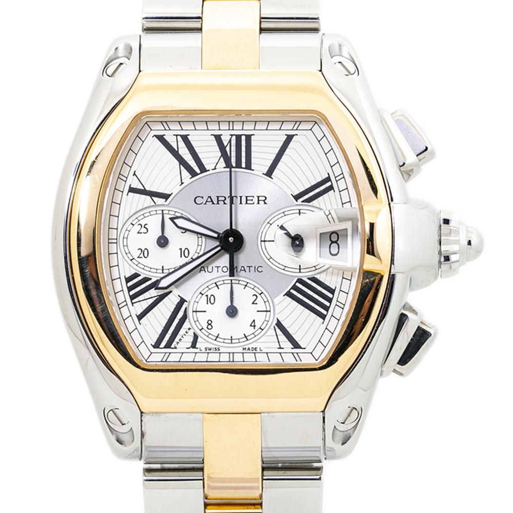 Cartier 2618 Roadster XL W62027Z1 Chronograph Two Tone Automatic Men Watch 43mm