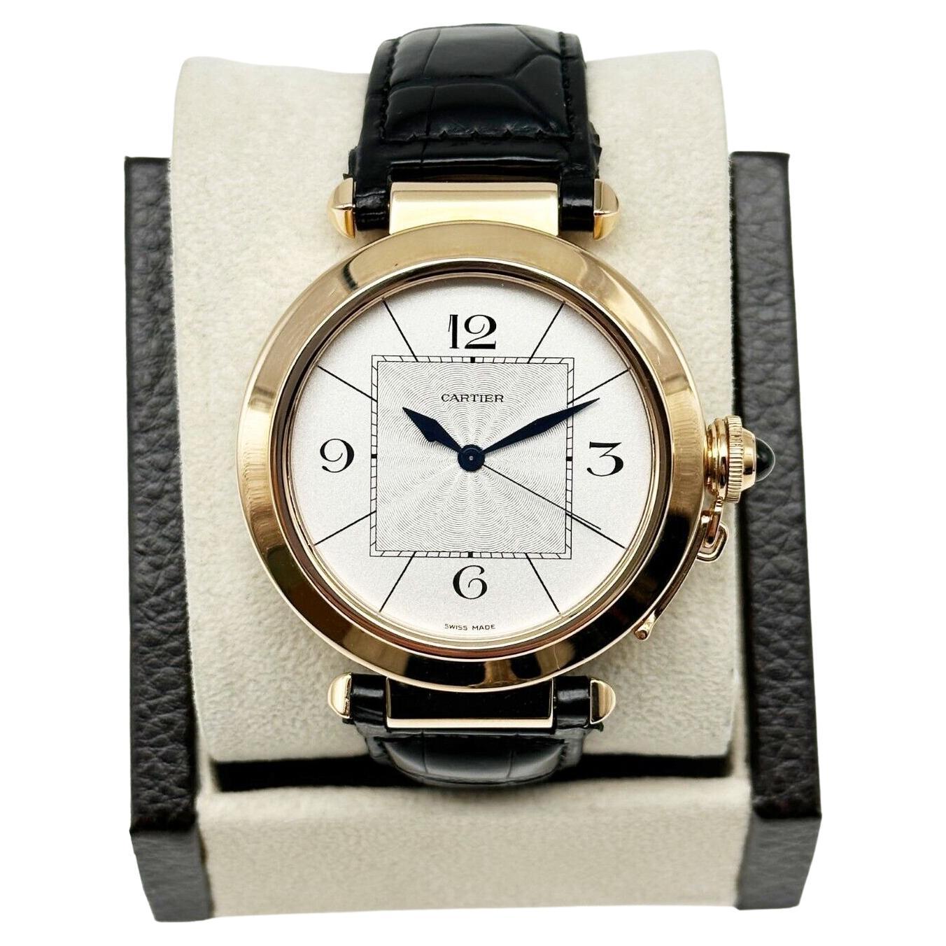 Cartier 2770 Pasha 18K Rose Gold Leather Strap For Sale