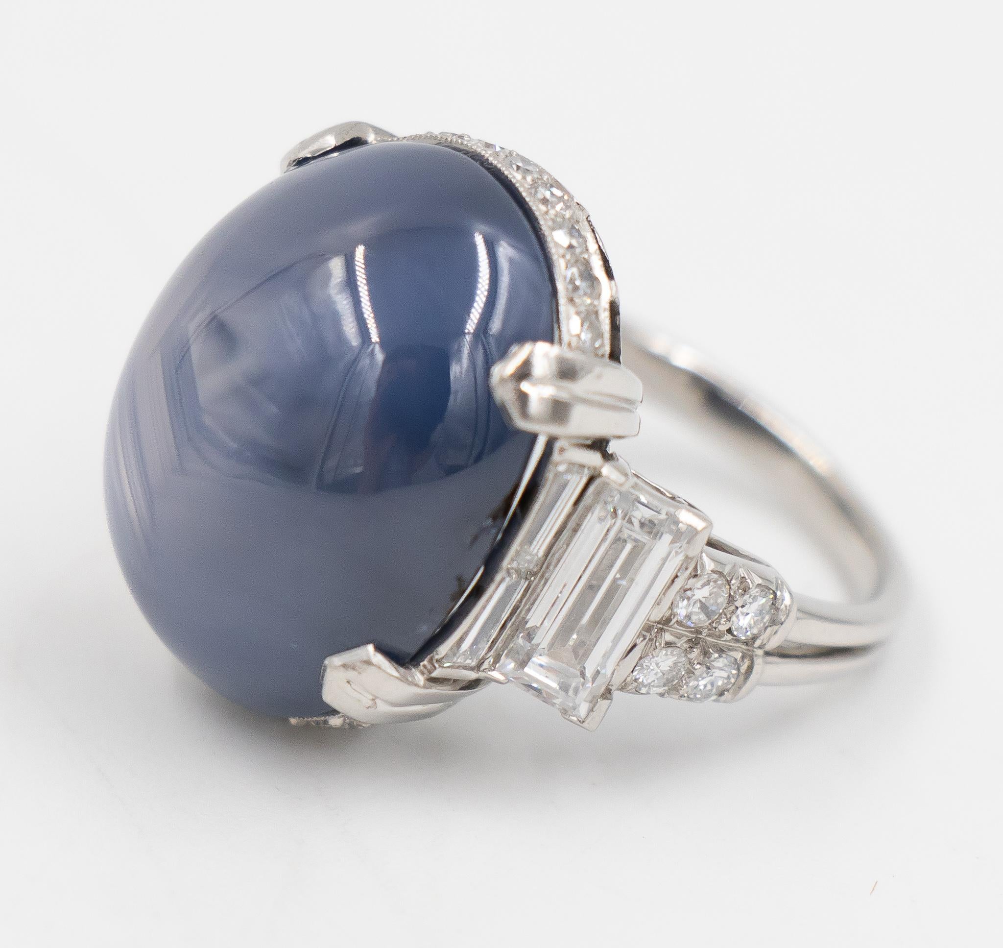 Women's or Men's Cartier 28 Carat Star Sapphire Estate Ring, Created by Oscar Heyman April 1935