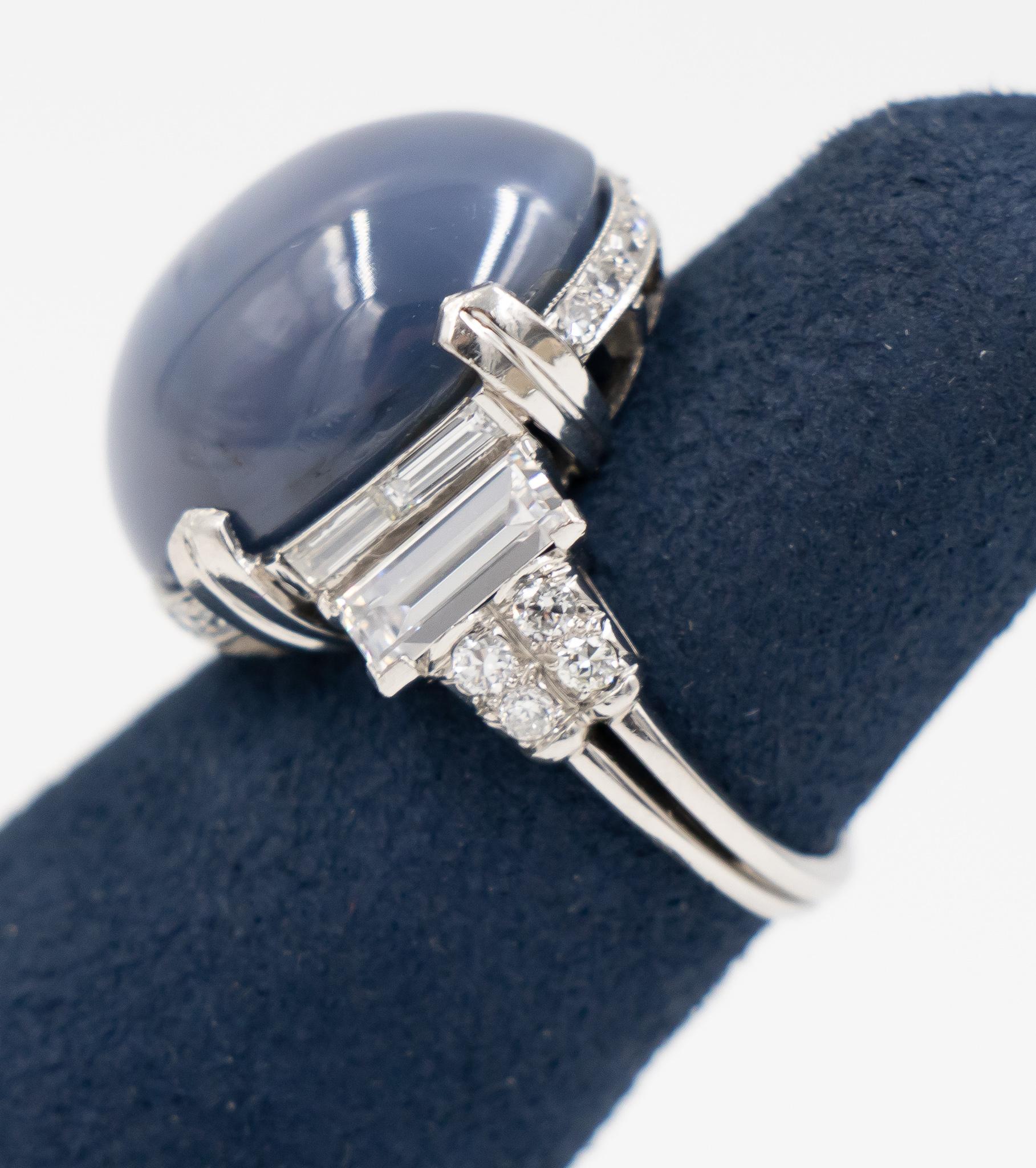 Cartier 28 Carat Star Sapphire Estate Ring, Created by Oscar Heyman April 1935 2