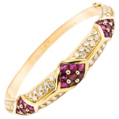 Cartier 2.80 Carat Diamond and 2.40 Carat Ruby Gold Bracelet