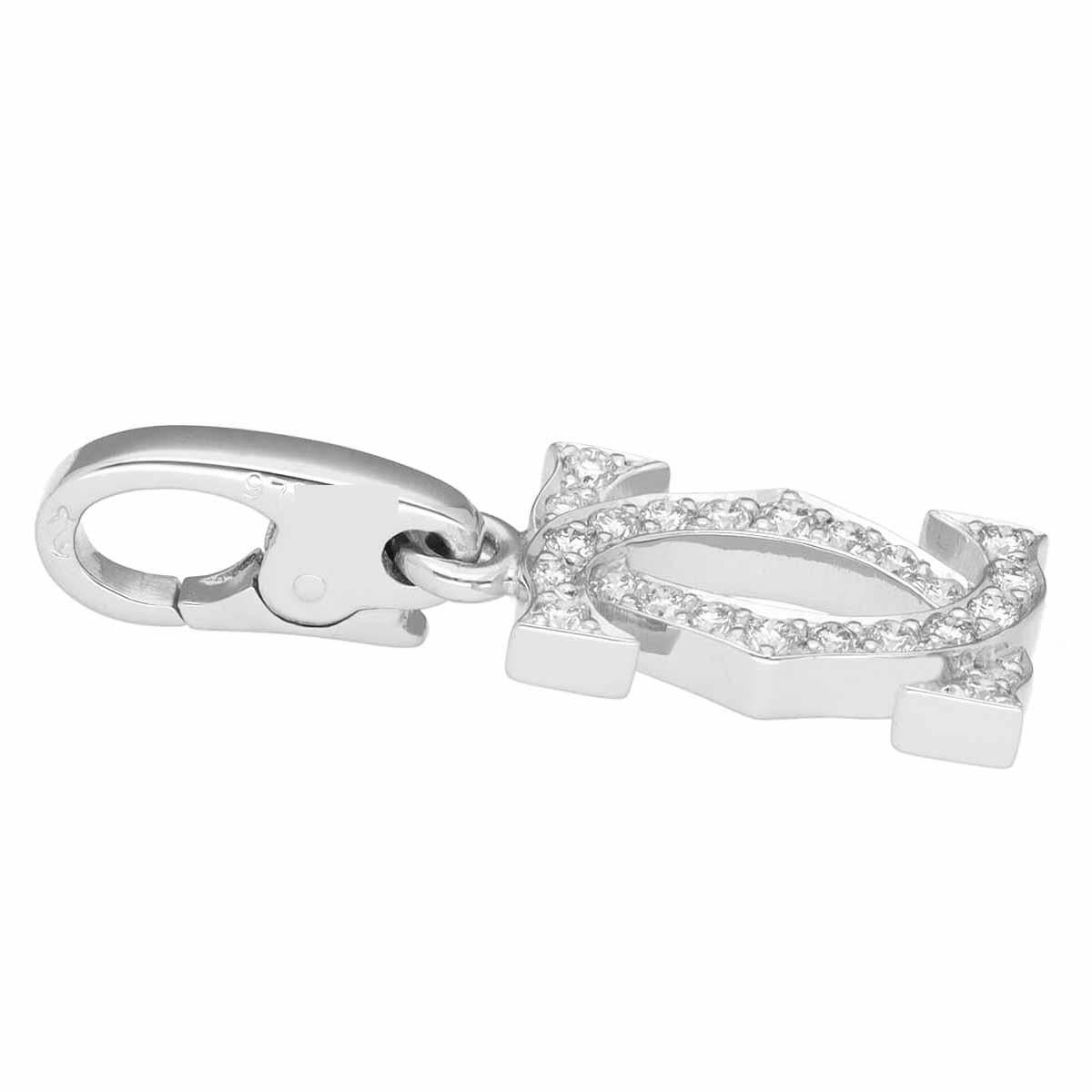 Cartier 2C Charm Diamond K18 White Gold W8.54mm× H24.83mm × D2.02mm In Good Condition For Sale In Tokyo, JP