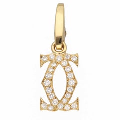 Cartier 2C Diamond Charm in 18K Yellow Gold Iconic Double C Motif