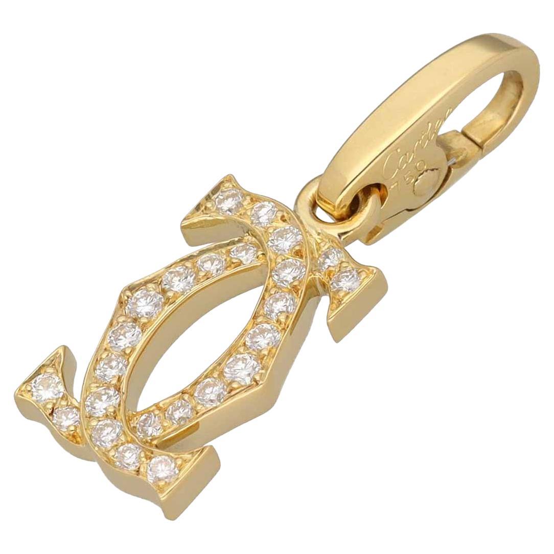 Cartier 2C Charm di diamanti in oro giallo 18K Motivo iconico della Doppia C