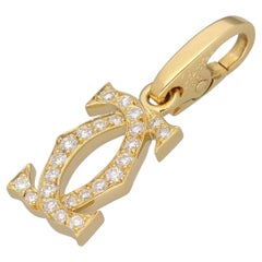 Cartier 2C Diamond Charm in 18K Yellow Gold Iconic Double C Motif