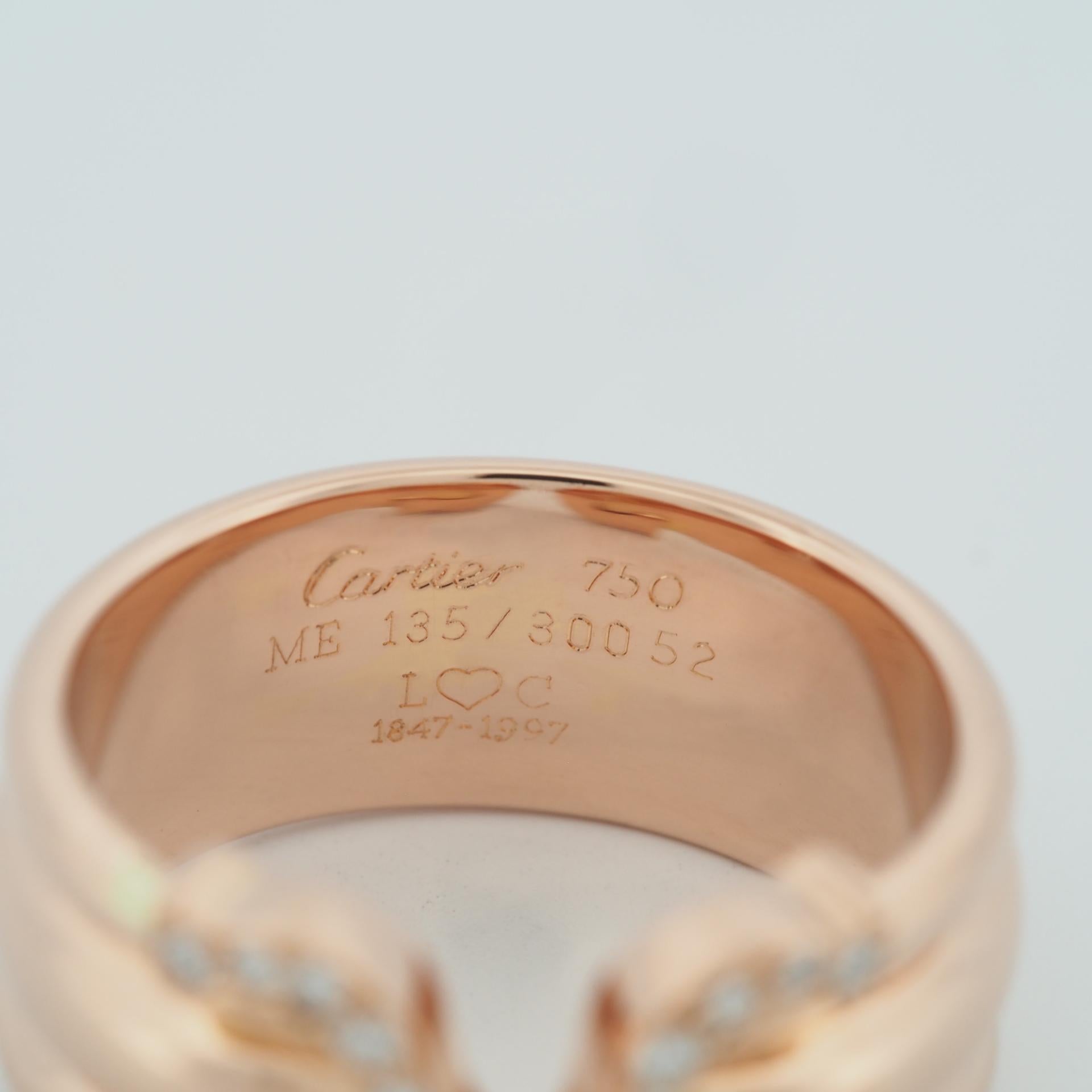 Women's Cartier 2C Double C Diamonds Ring 150th Anniversary Limited Edition Rose Gold