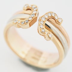 Cartier 2C Double C Diamonds Ring SM 3G 49 US 5.25