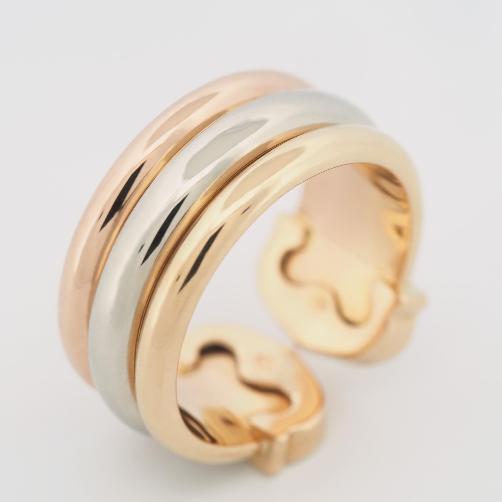Cartier 2C Double C Ring LM Tri Color Gold 52 US 6.25 For Sale 2