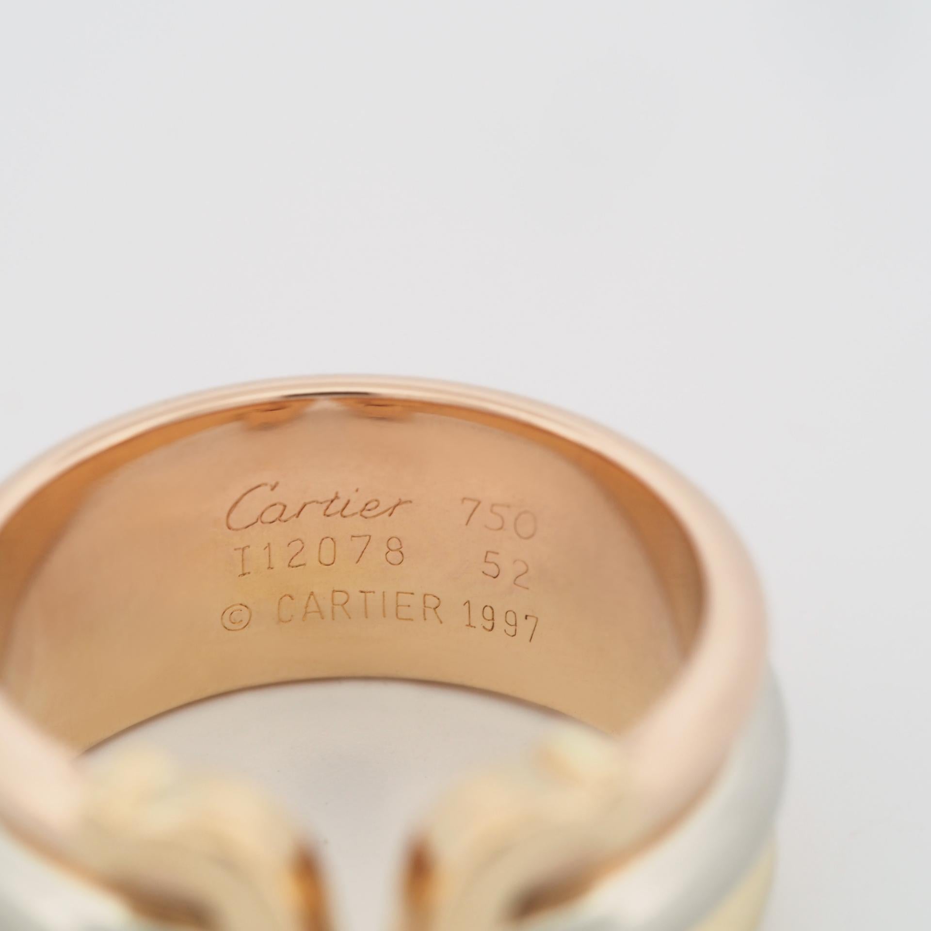 Cartier 2C Double C Ring LM Tri Color Gold 52 US 6.25 For Sale 3