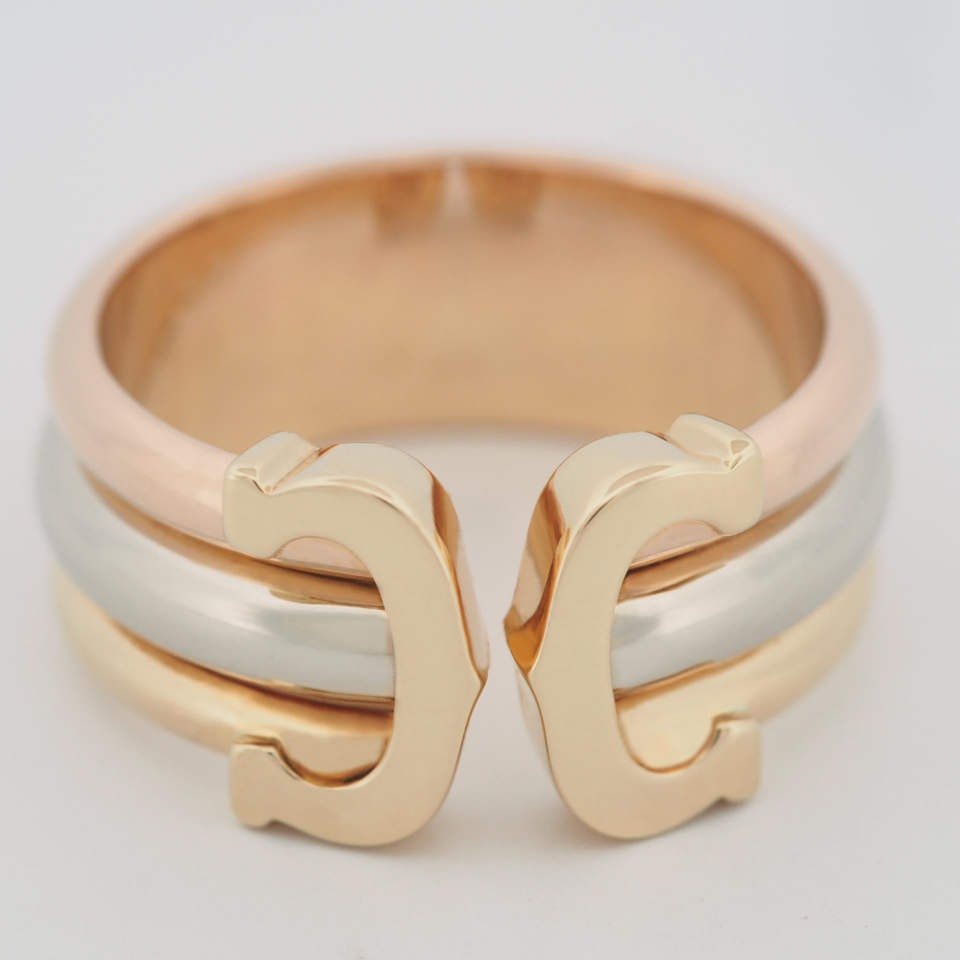 da uomo o donna Cartier 2C Anello Doppia C LM Oro Tri Colore 56
