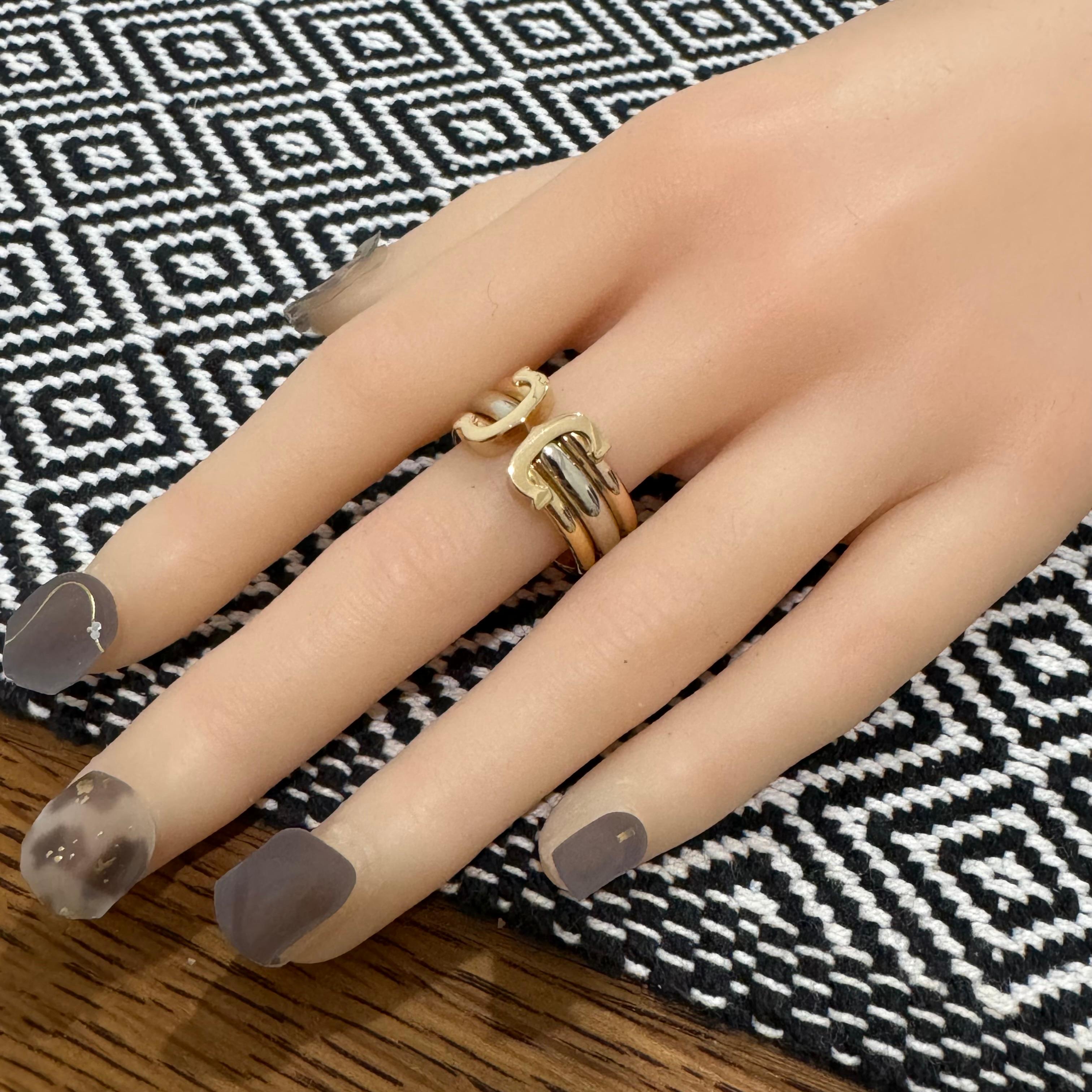 Cartier 2C Anello Doppia C LM Oro Tri Colore 56 3