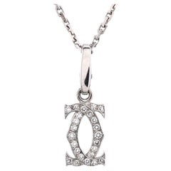 Cartier 2C Pendant Necklace 18k White Gold with Diamonds