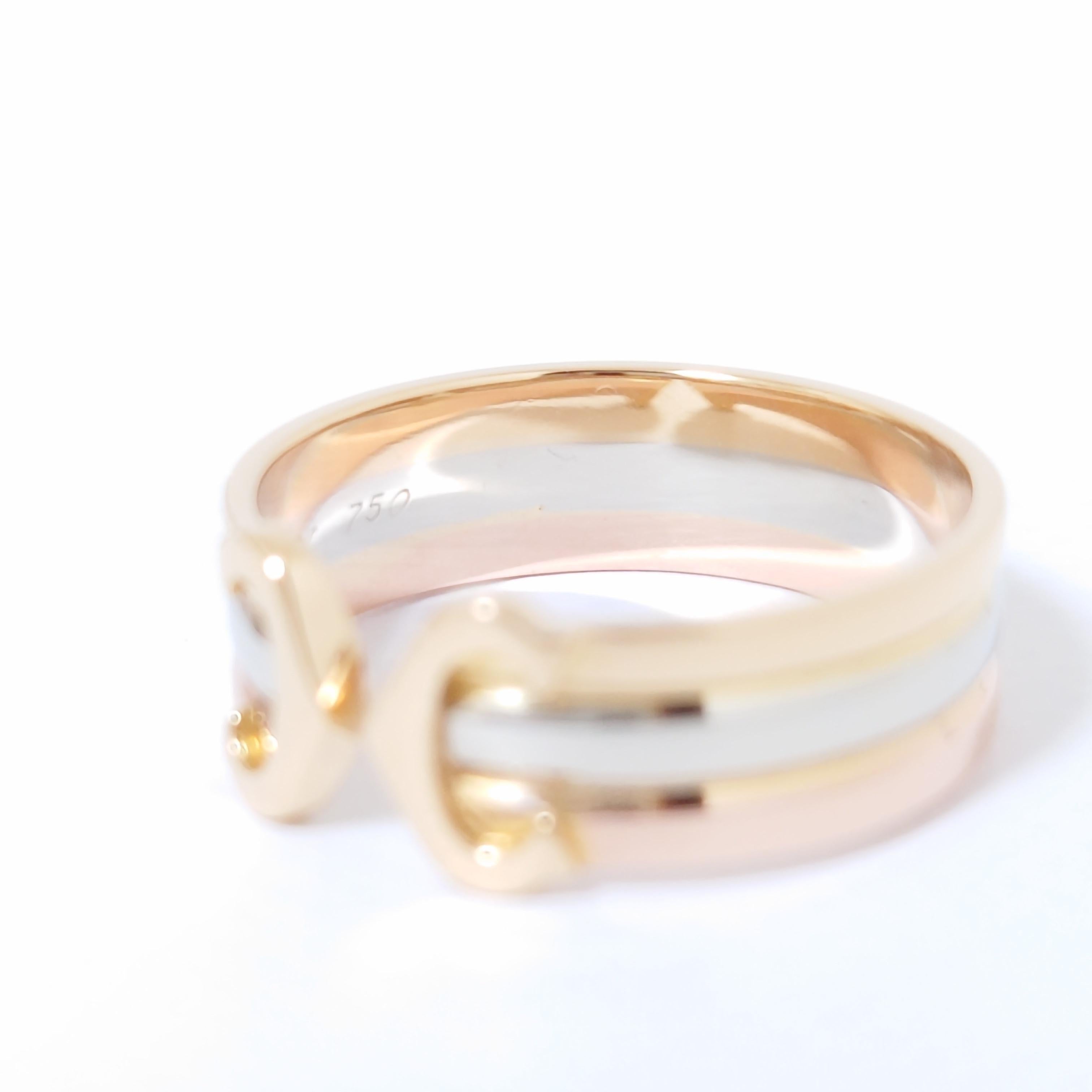 Cartier 2C Ring 18KYG/PG/WG In Excellent Condition For Sale In Hokkaido, JP