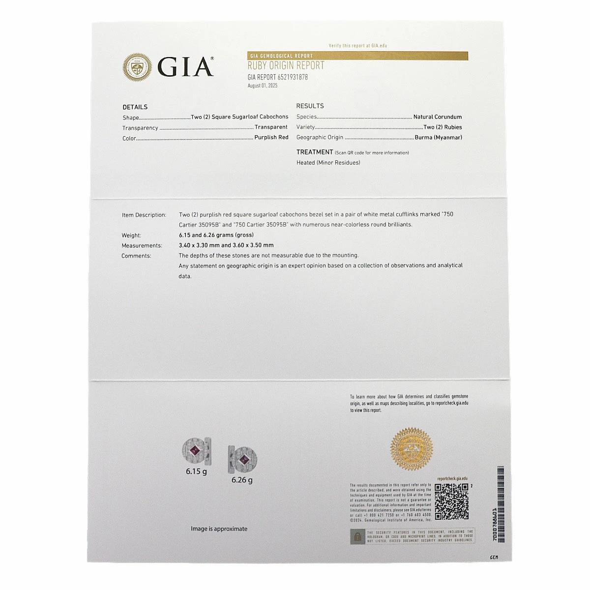 Cartier Manschettenknöpfe in runder Form, 2P Rubin Diamant 18K Weißgold im Angebot 5