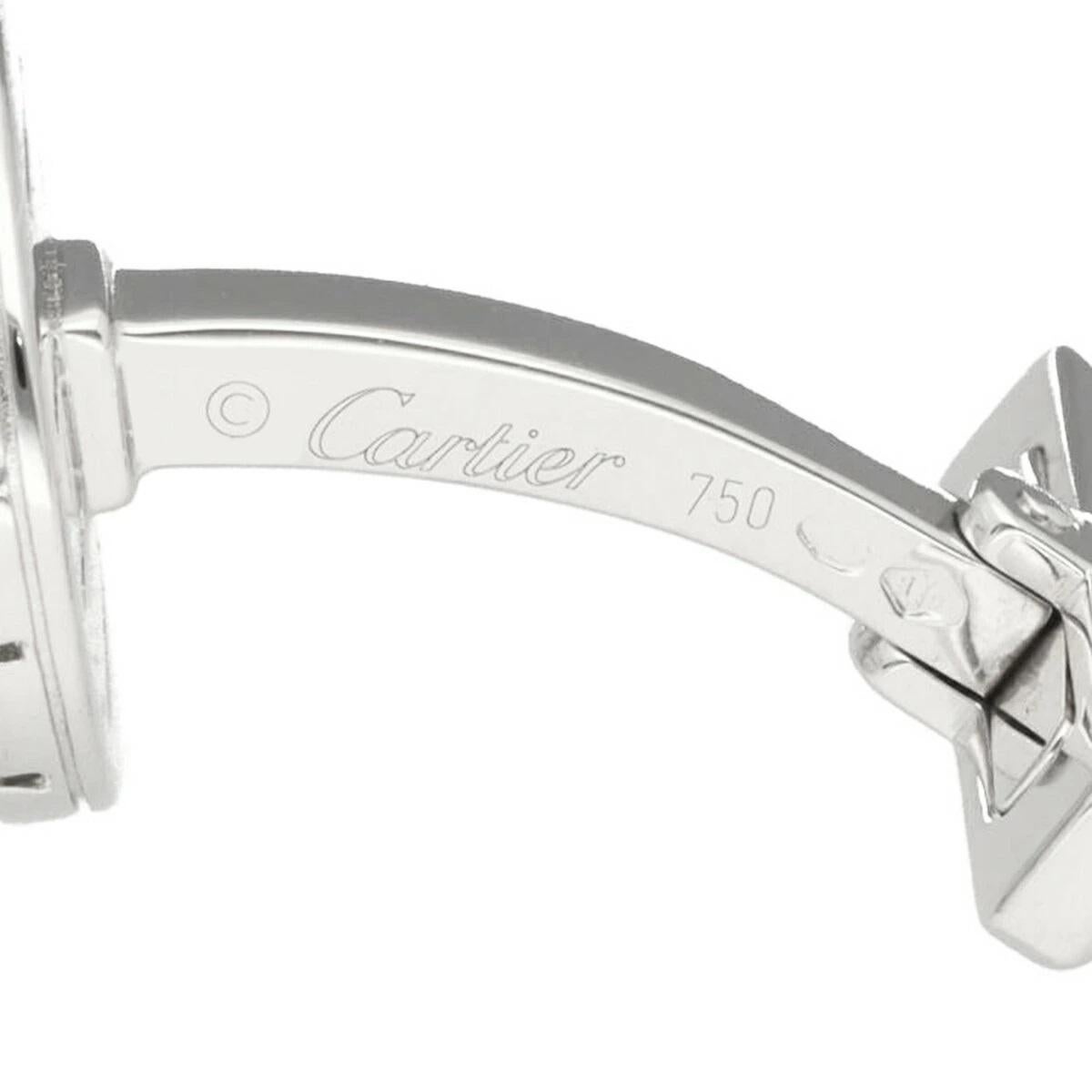 Cartier Manschettenknöpfe in runder Form, 2P Rubin Diamant 18K Weißgold Herren im Angebot