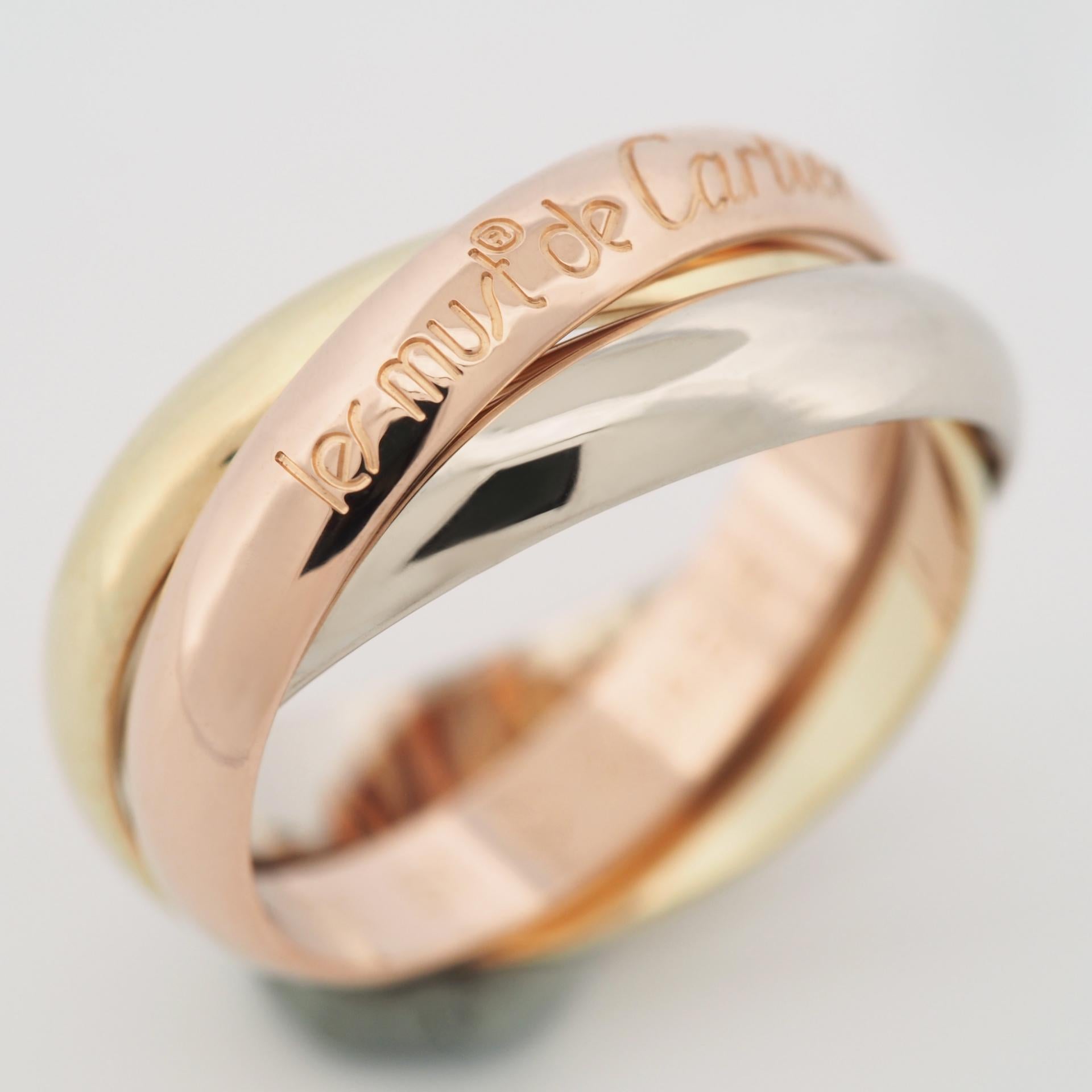Cartier 3 Bands Trinity Ring 18K Tri Color Gold 51 US 5.5 In Good Condition In Kobe, Hyogo