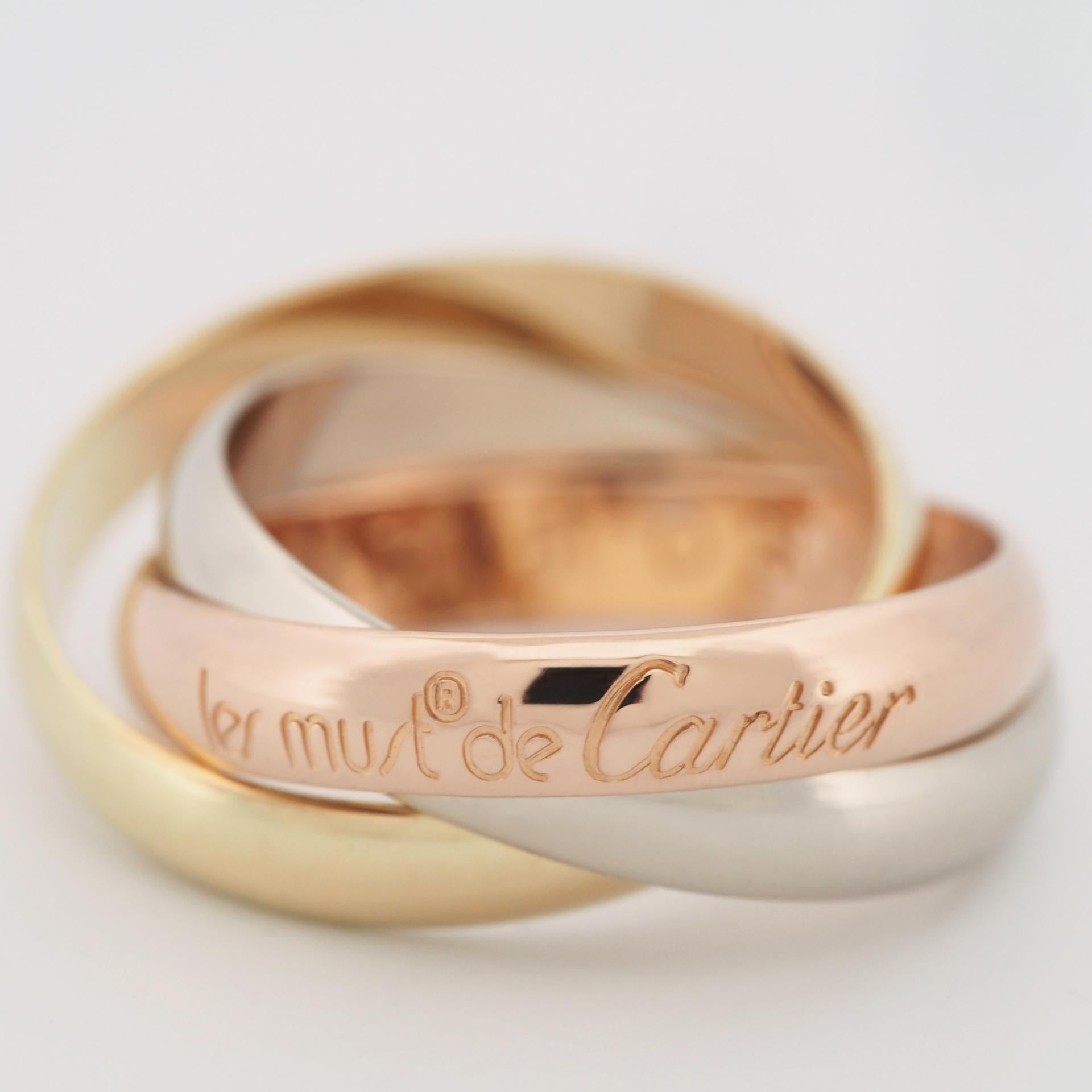Women's or Men's Cartier 3 Bands Trinity Ring 18K Tri Color Gold 51 US 5.5