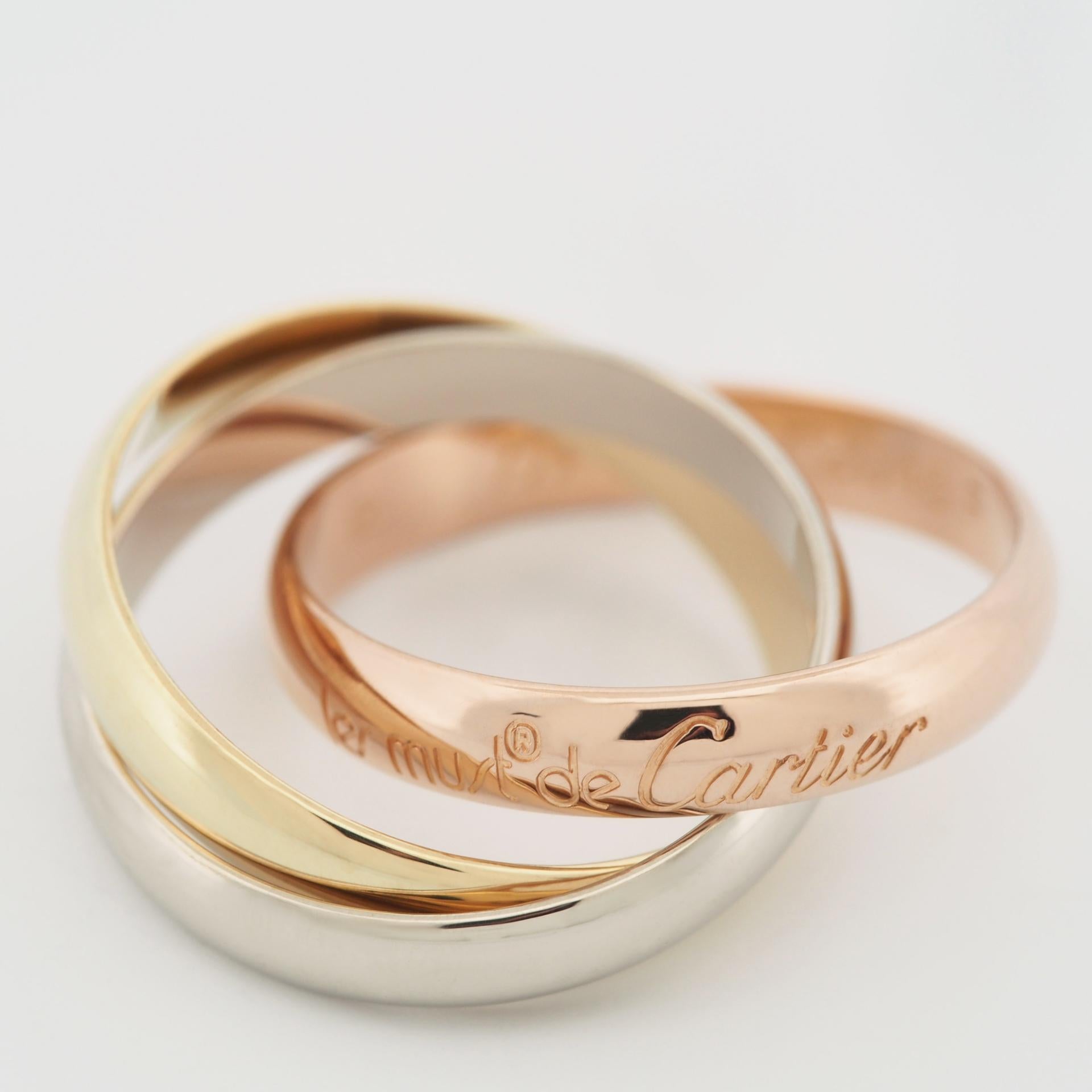 Cartier 3 Bands Trinity Ring 18K Tri Color Gold 51 US 5.5 1