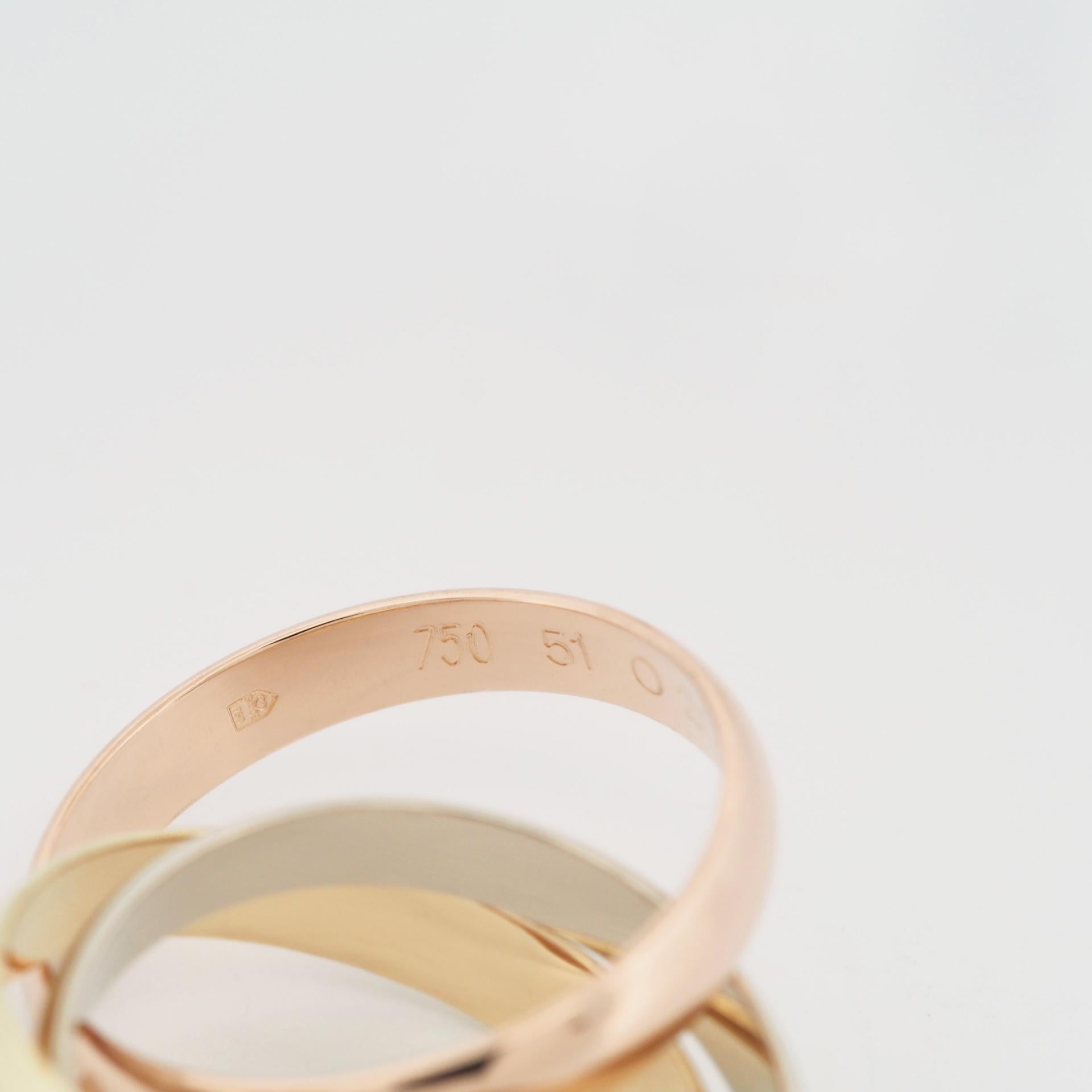 Cartier 3 Bands Trinity Ring 18K Tri Color Gold 51 US 5.5 2