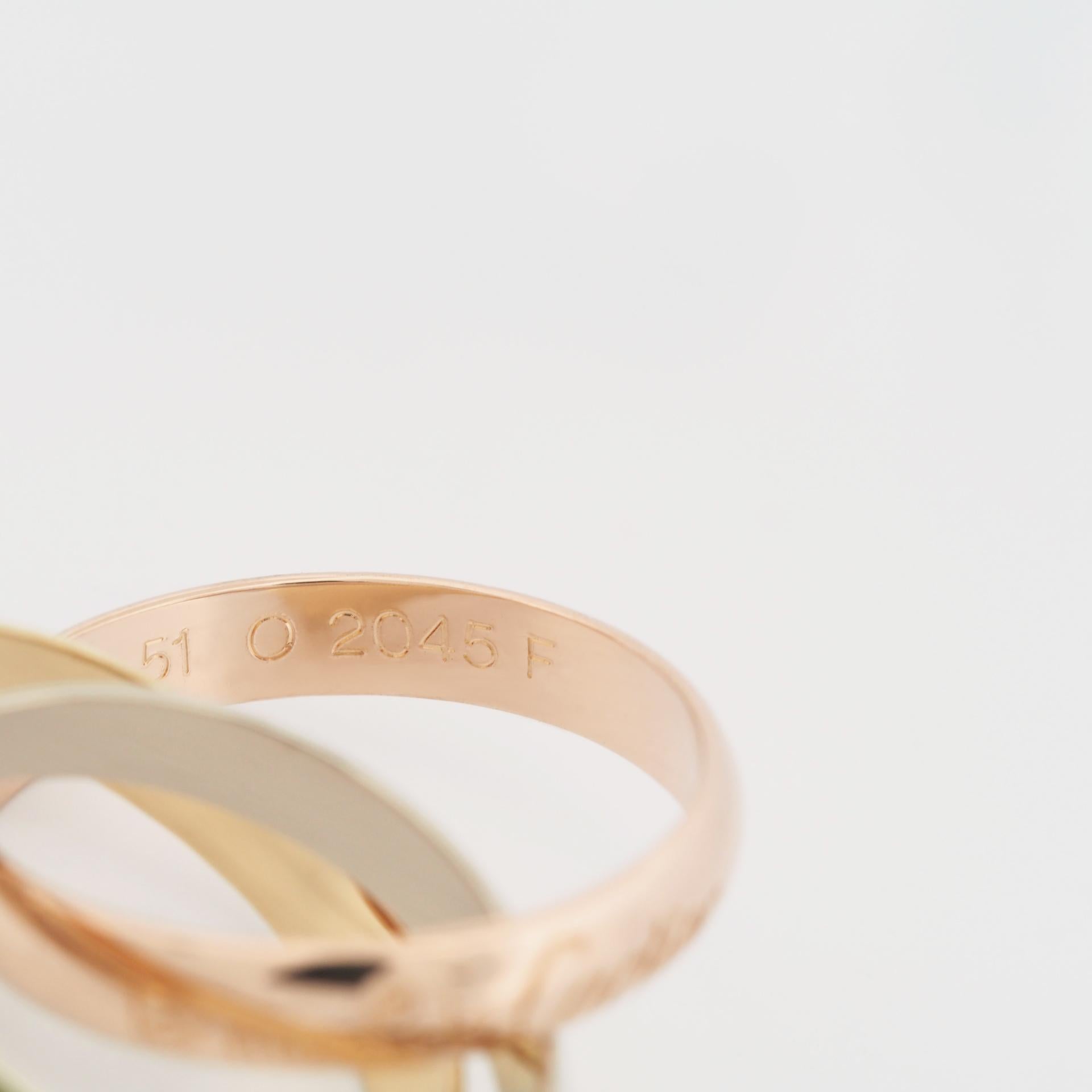 Cartier 3 Bands Trinity Ring 18K Tri Color Gold 51 US 5.5 3
