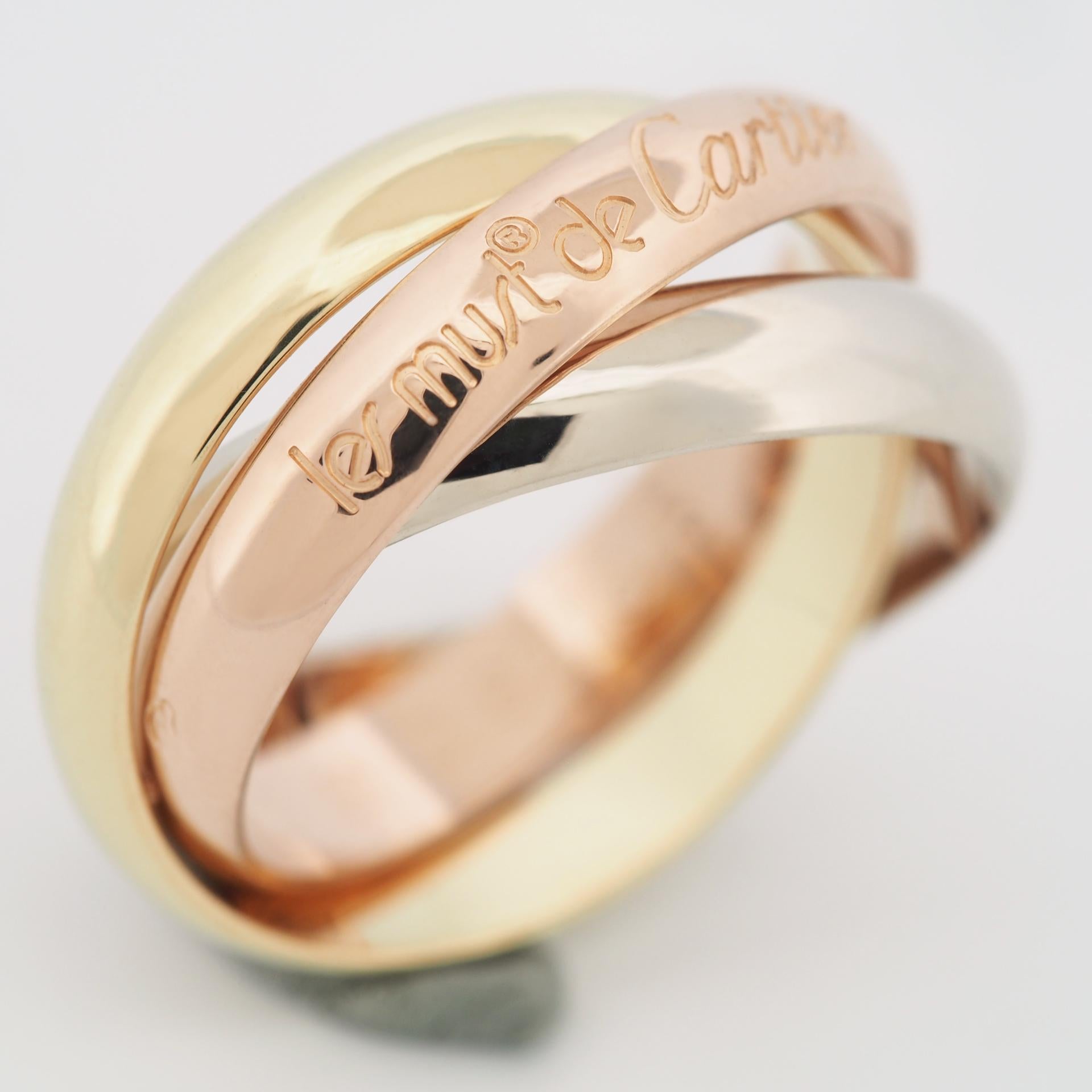 Cartier Anello Trinità a 3 fasce in oro 18 carati tricolore 52 US In condizioni buone in vendita a Kobe, Hyogo