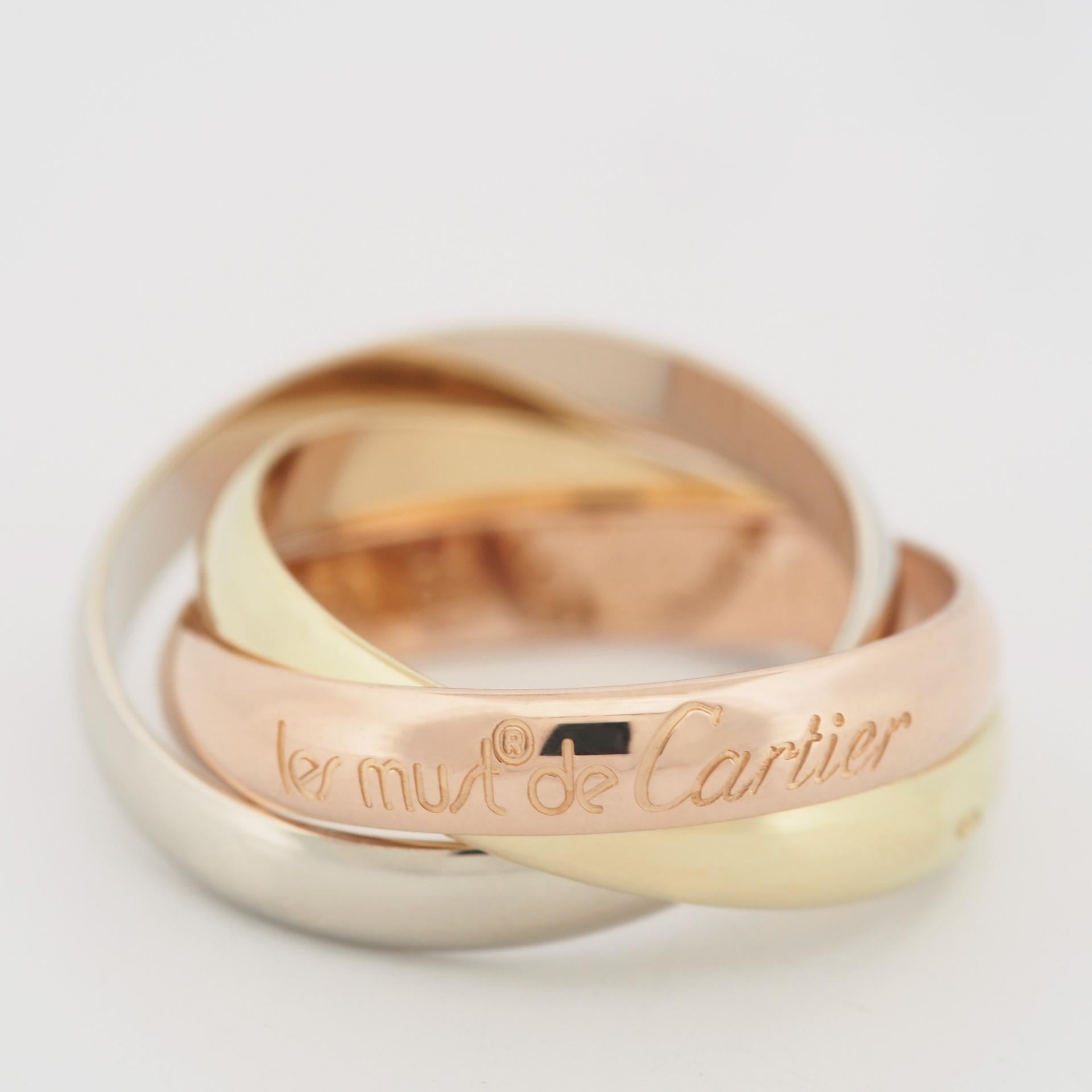 da uomo o donna Cartier Anello Trinità a 3 fasce in oro 18 carati tricolore 52 US in vendita