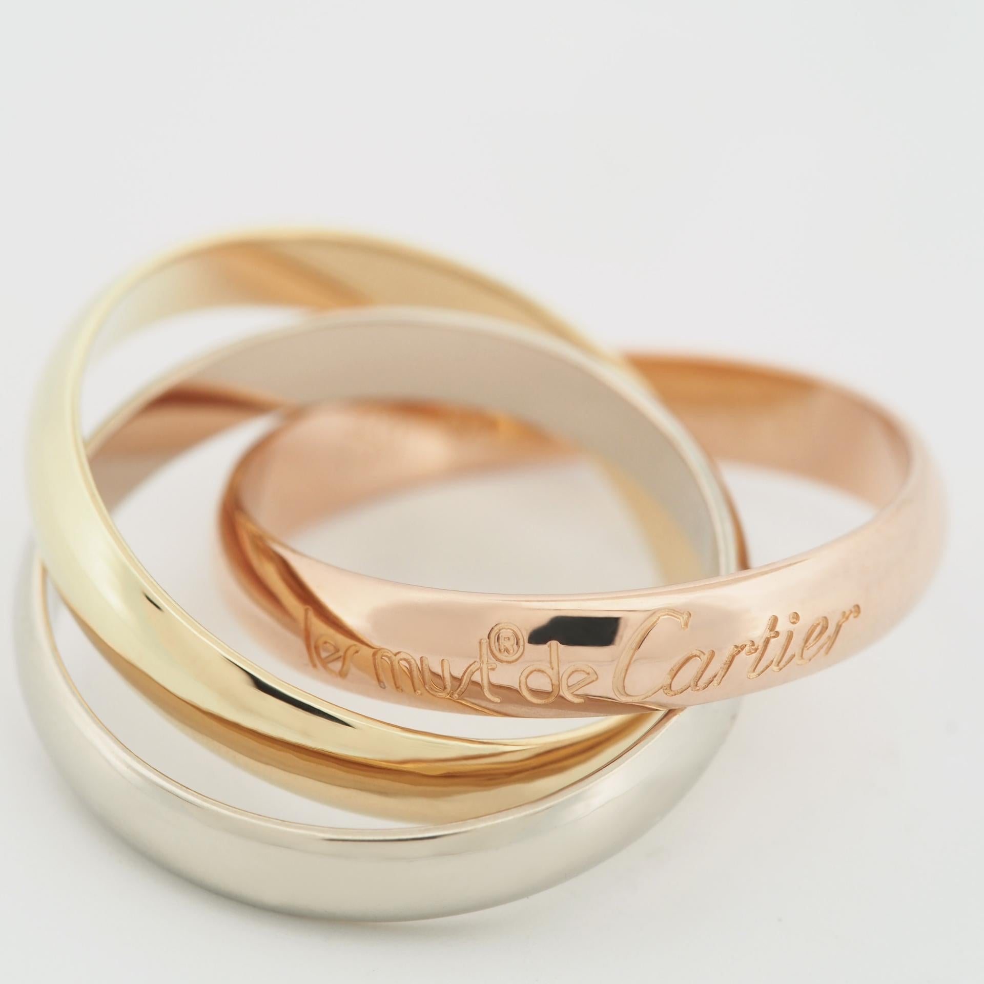 Cartier Anello Trinità a 3 fasce in oro 18 carati tricolore 52 US in vendita 1