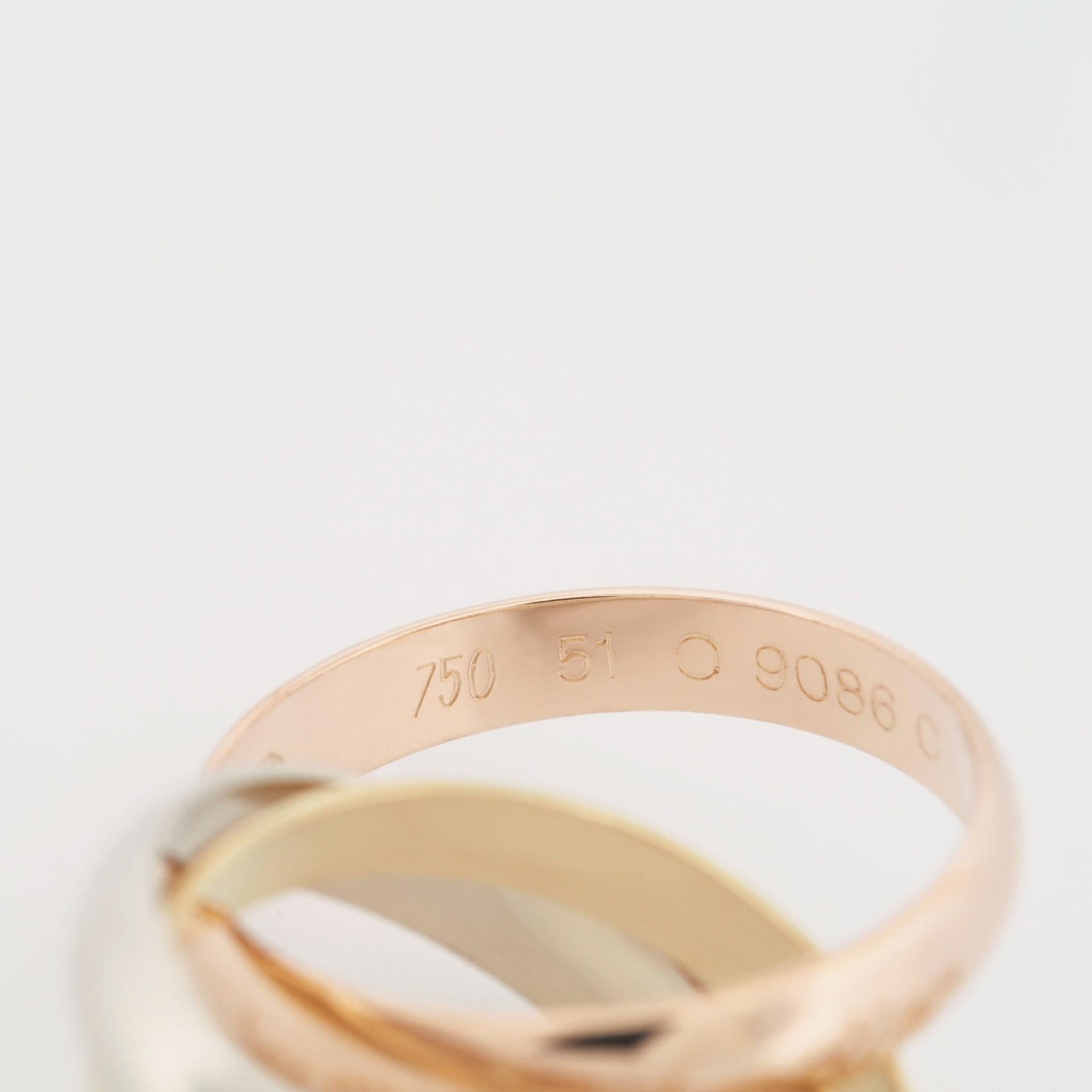 Cartier 3 Bands Trinity Ring Tri Color Gold 51 US 5.5 For Sale at 1stDibs