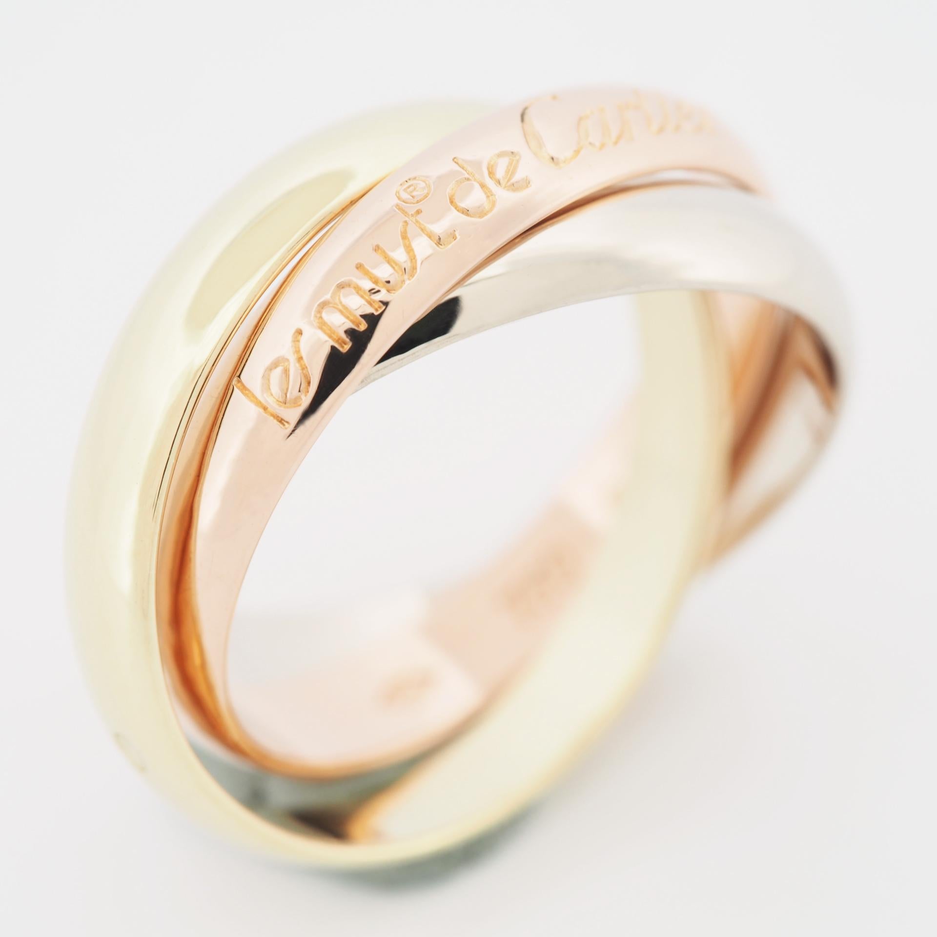 Cartier 3 Bands Trinity Ring Tri Color Gold 52 US 5.75 In Good Condition For Sale In Kobe, Hyogo