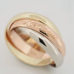 Cartier 3 Bands Trinity Ring Tri Color Gold 52 US 6.0