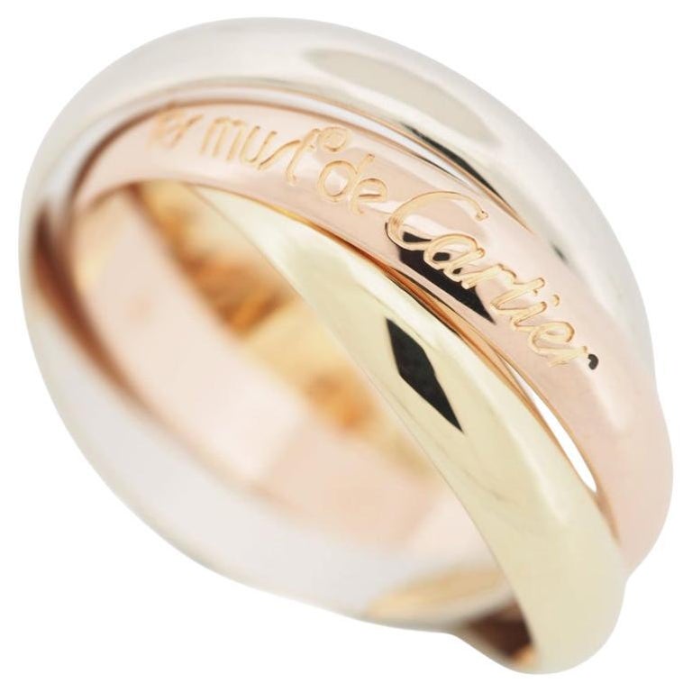 Cartier Bague Trinity à 3 anneaux en or tricolore 53 sur 1stDibs | les 3  anneaux de cartier prix