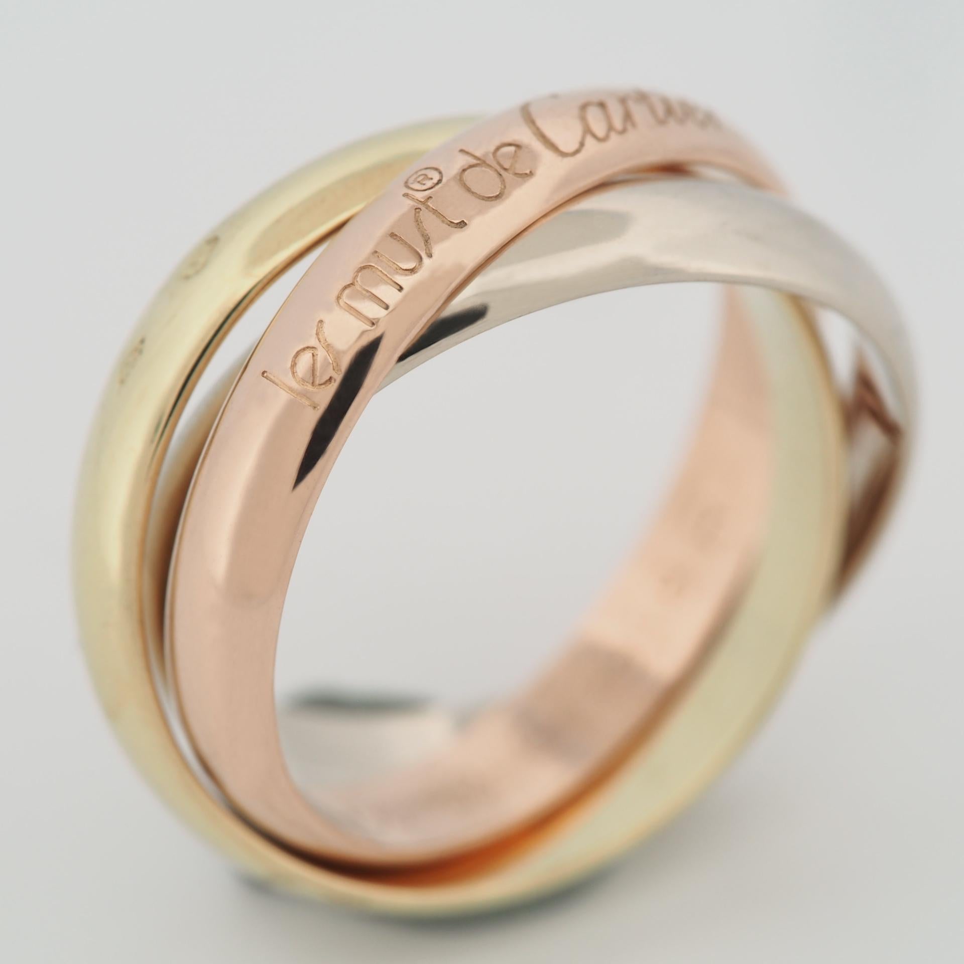 Cartier 3 Bands Trinity Ring Tri Color Gold 53 US 6.25 In Good Condition In Kobe, Hyogo