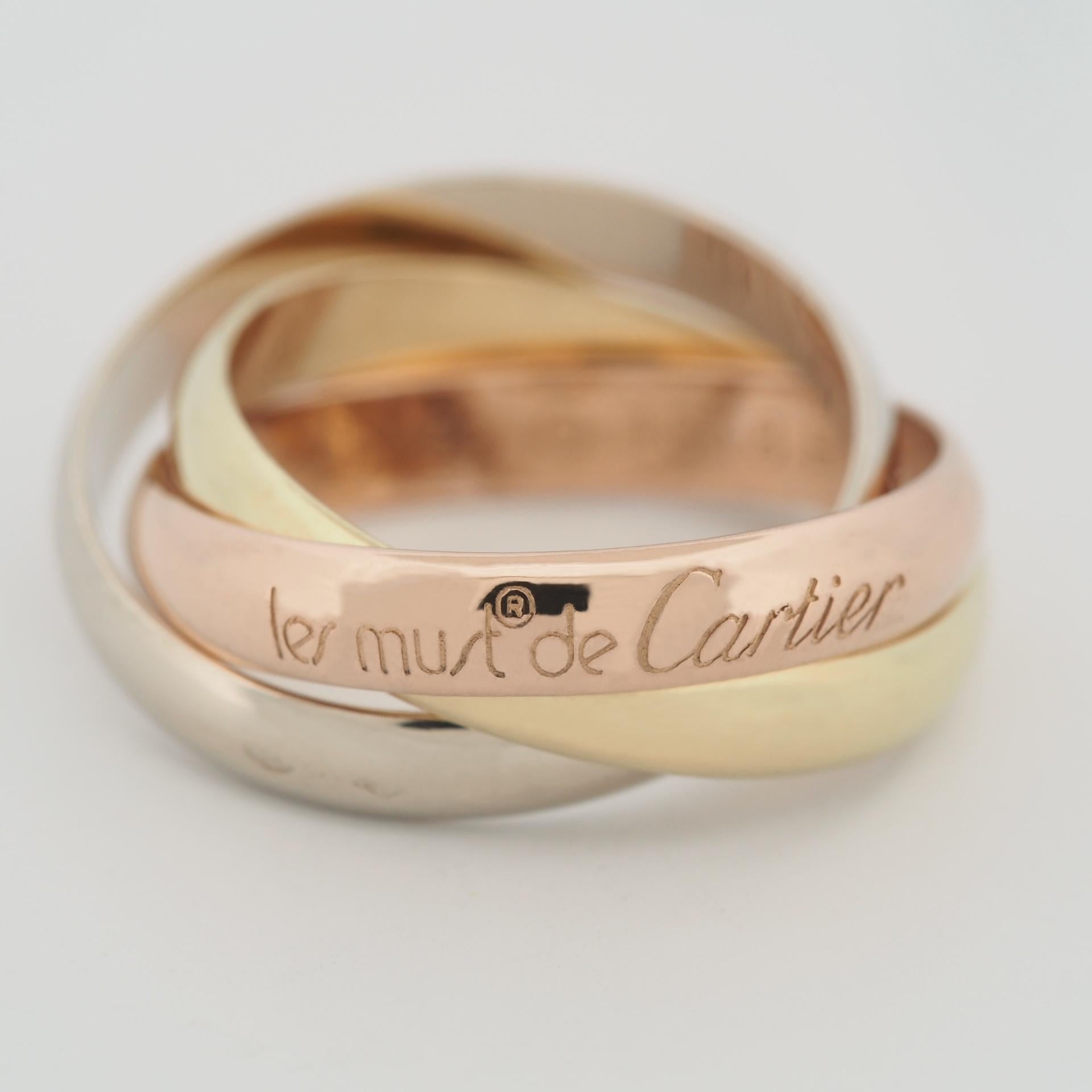 Women's or Men's Cartier 3 Bands Trinity Ring Tri Color Gold 53 US 6.25