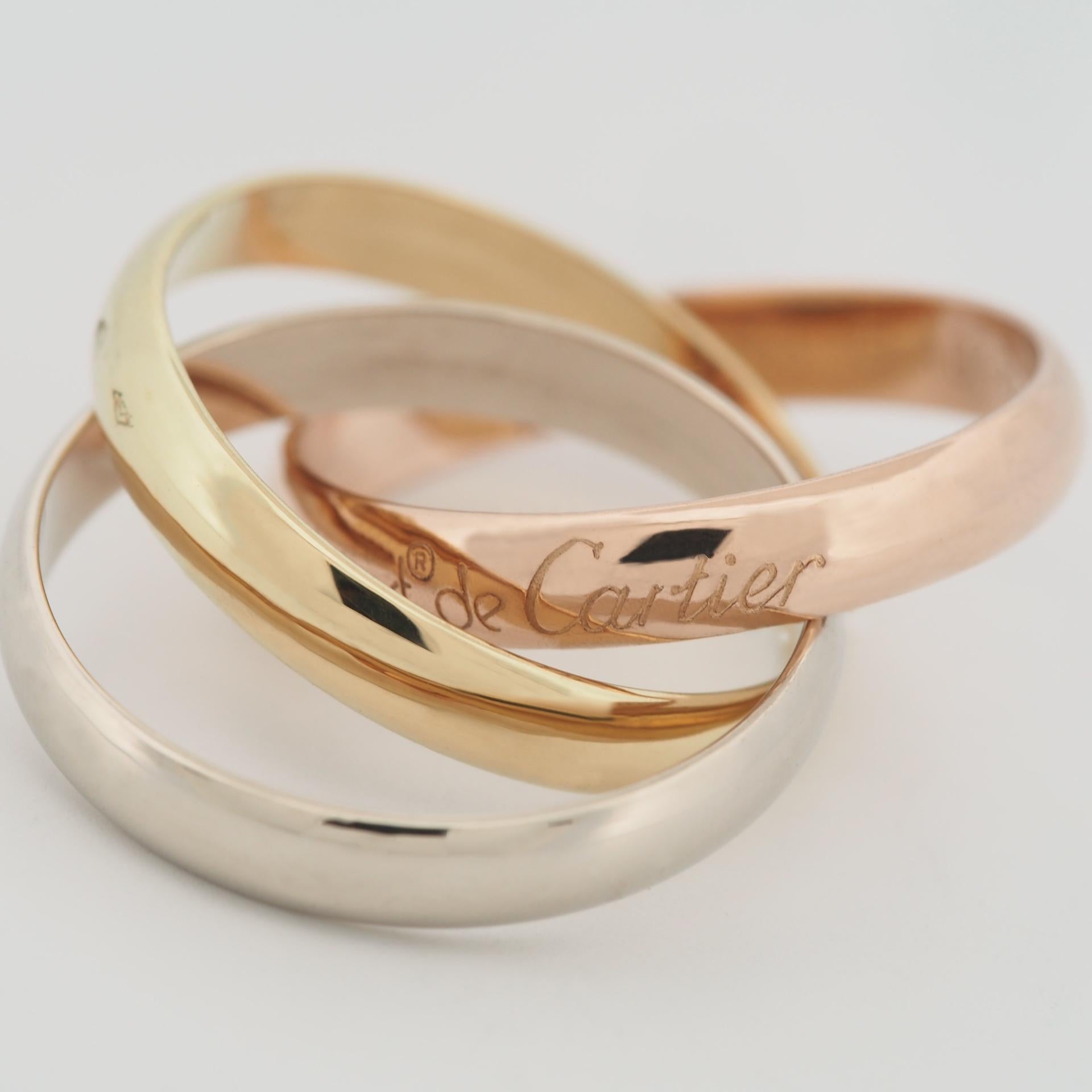 Cartier 3 Bands Trinity Ring Tri Color Gold 53 US 6.25 1