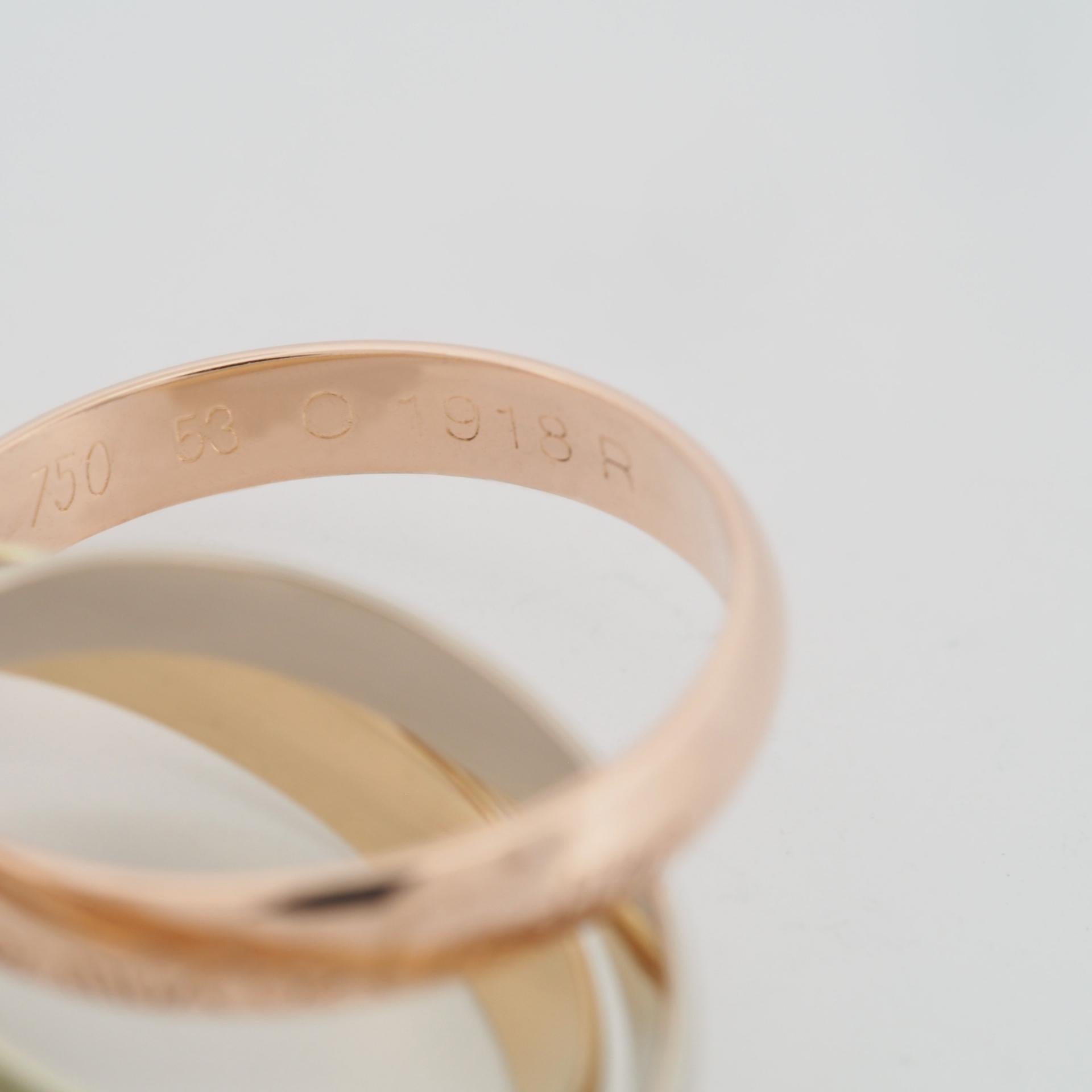 Cartier 3 Bands Trinity Ring Tri Color Gold 53 US 6.25 3
