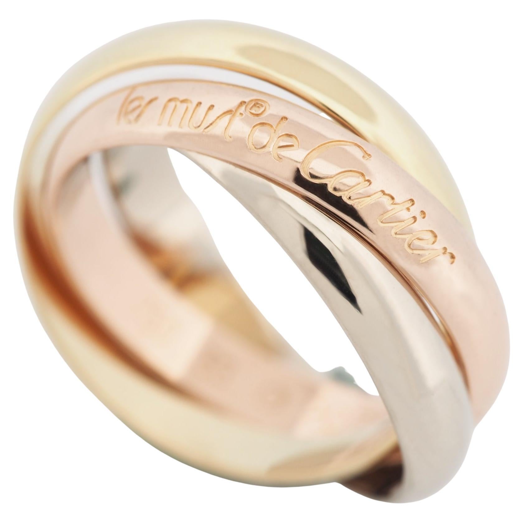 Cartier 3 Bands Trinity Ring Tri Color Gold 53