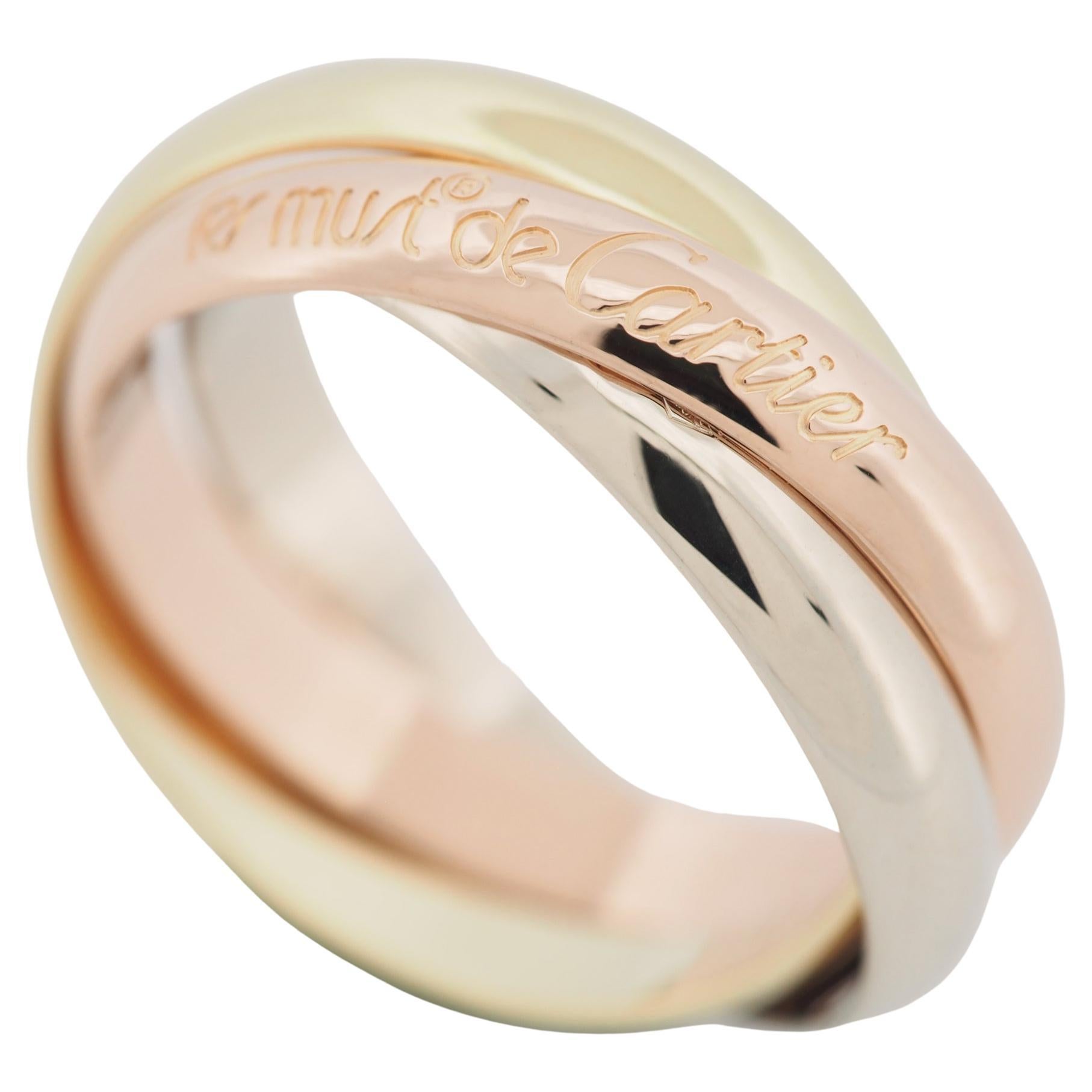 Cartier 3 Bands Trinity Ring Tri Color Gold 55