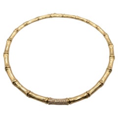 Cartier 3 Carat Diamond Bamboo Link Necklace in 18k Yellow Gold
