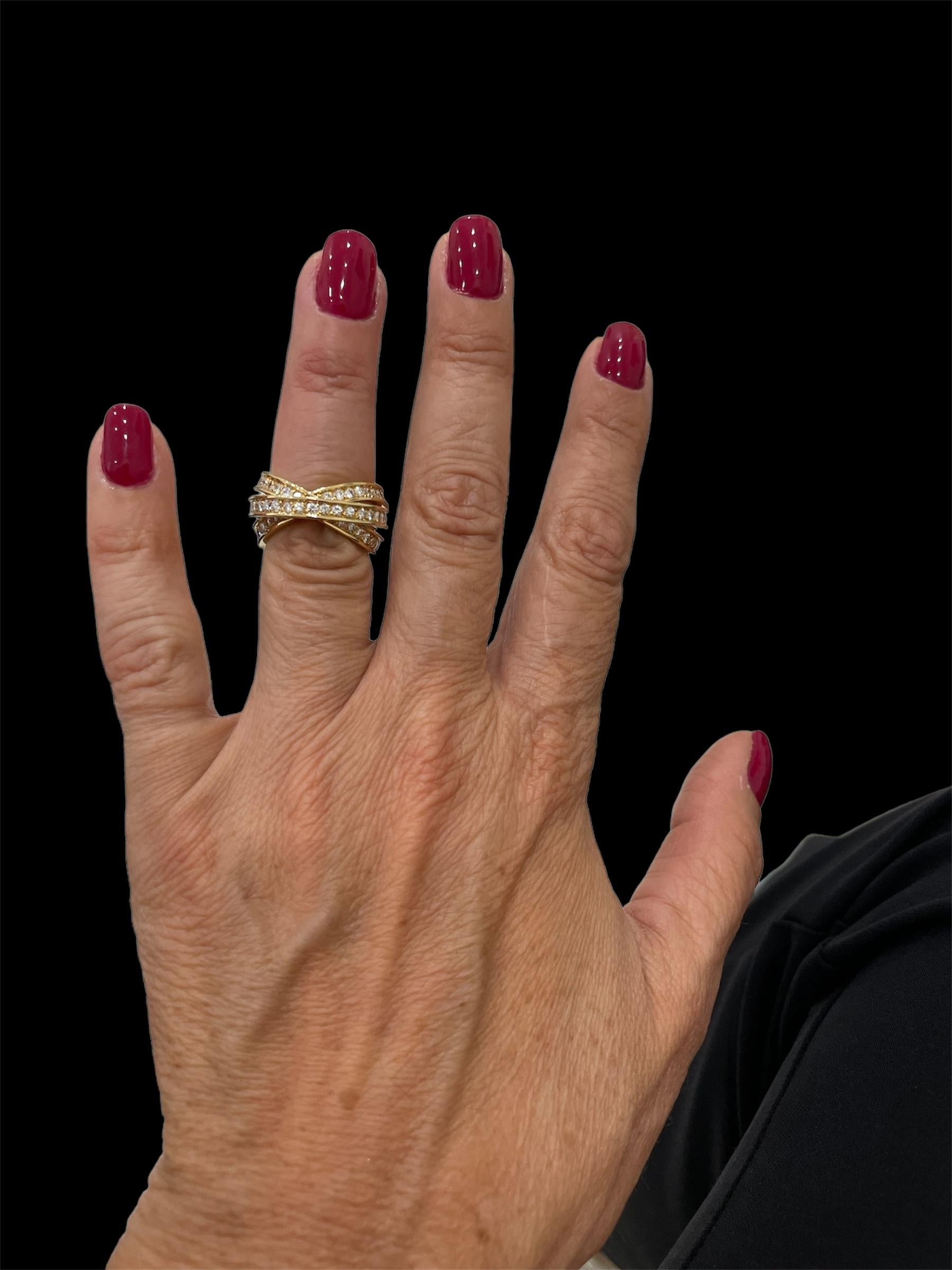 Cartier 3 Carat Diamond Trinity Rolling Ring in 18k Yellow Gold For Sale 5