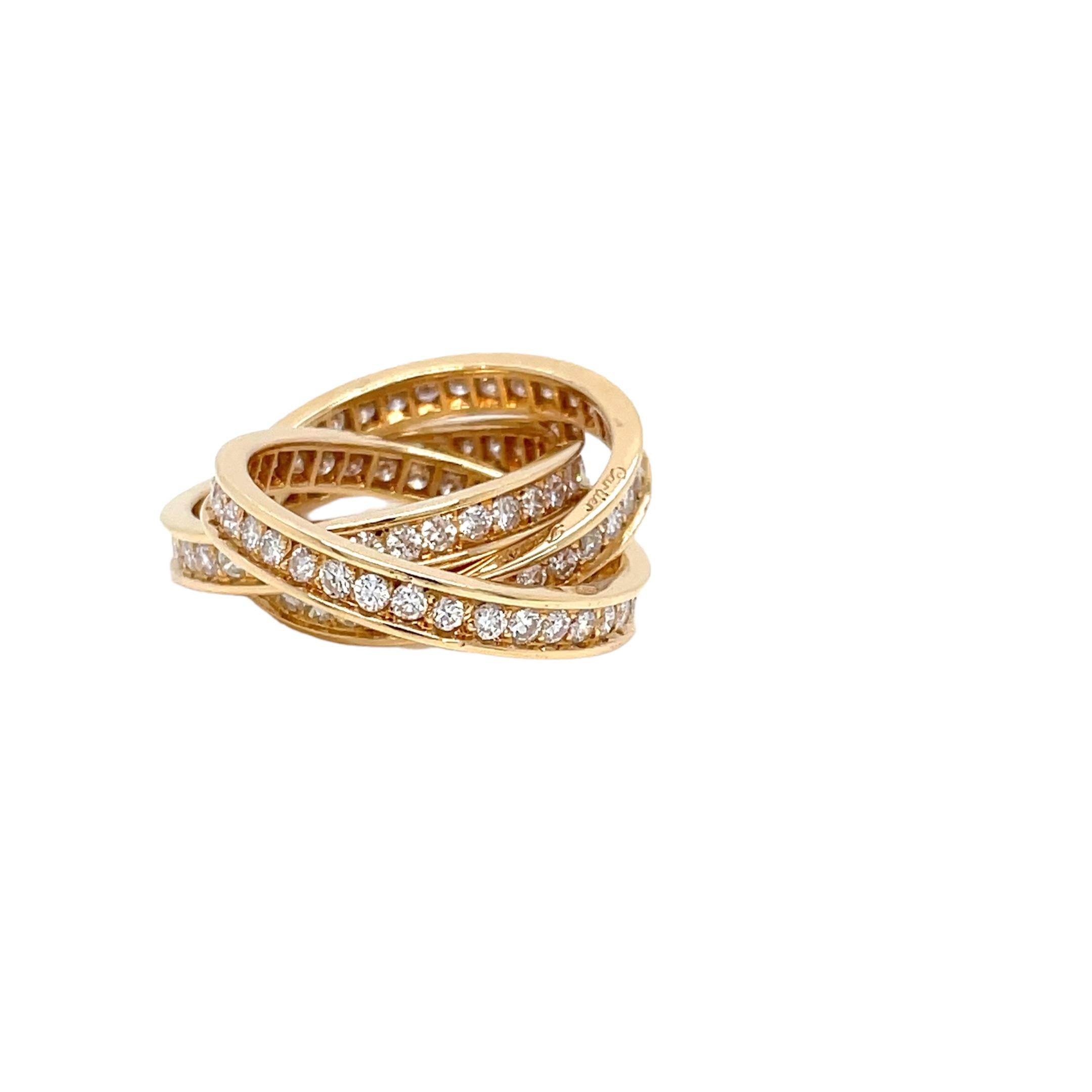 Cartier 3 Carat Diamond Trinity Rolling Ring in 18k Yellow Gold For Sale 1
