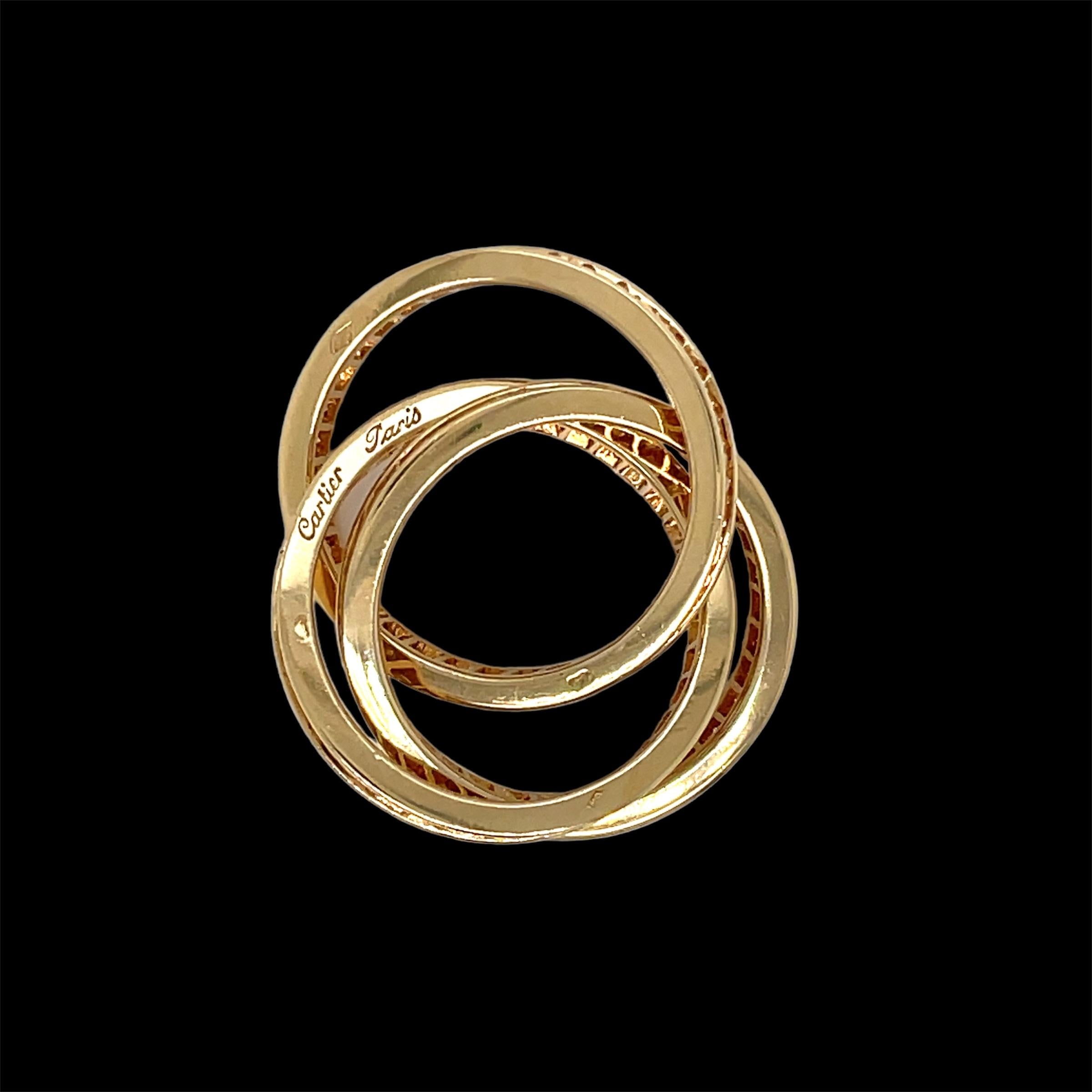 Cartier 3 Carat Diamond Trinity Rolling Ring in 18k Yellow Gold For Sale 2