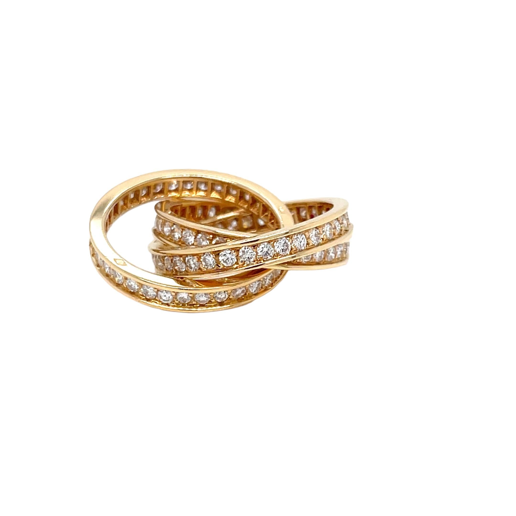 Cartier 3 Carat Diamond Trinity Rolling Ring in 18k Yellow Gold For Sale 3