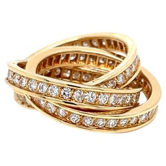 Retro Cartier 3 Carat Diamond Trinity Rolling Ring in 18k Yellow Gold