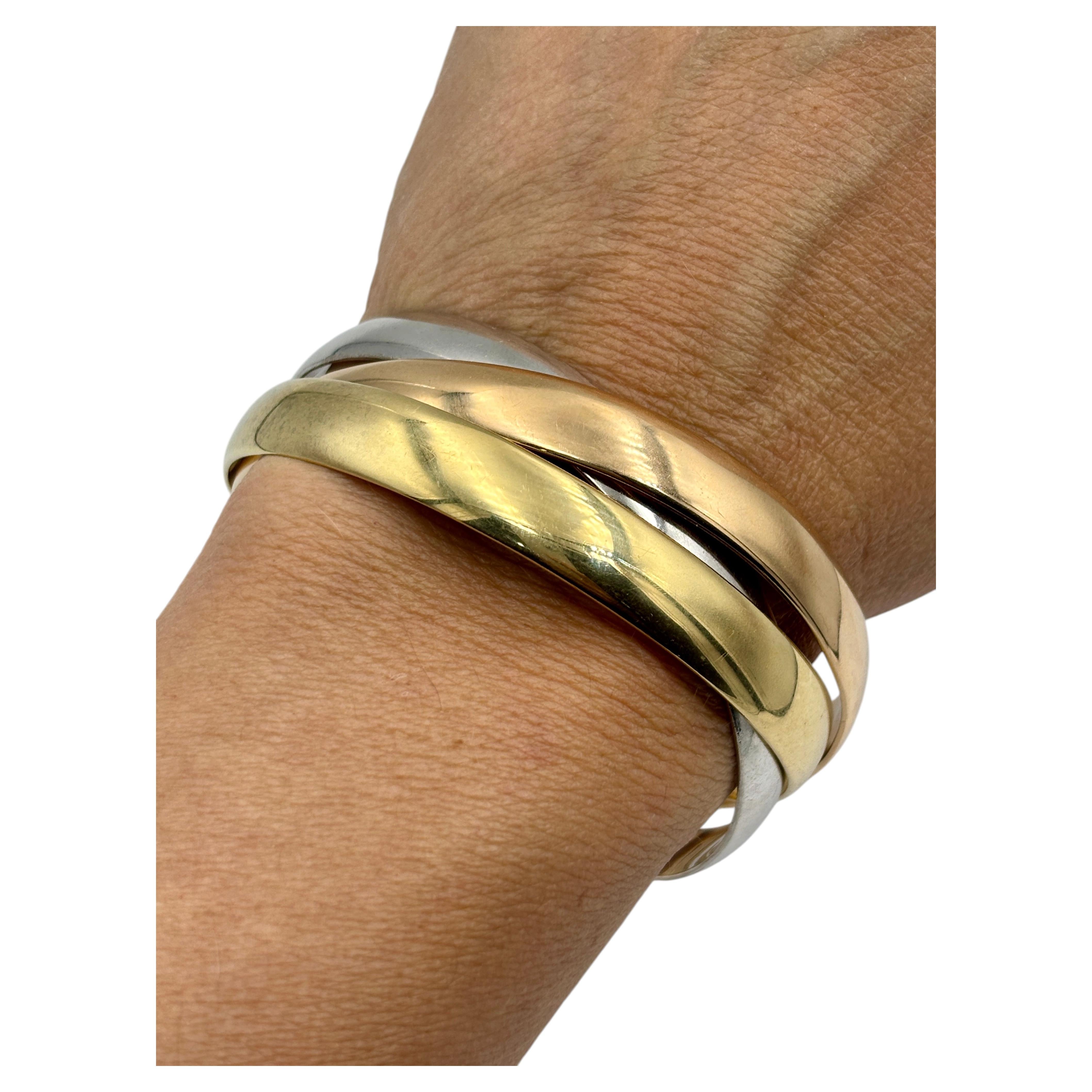Cartier 3 Colour Gold Trinity Bracelet with Jean-Jacques Cartier's mark, 123g