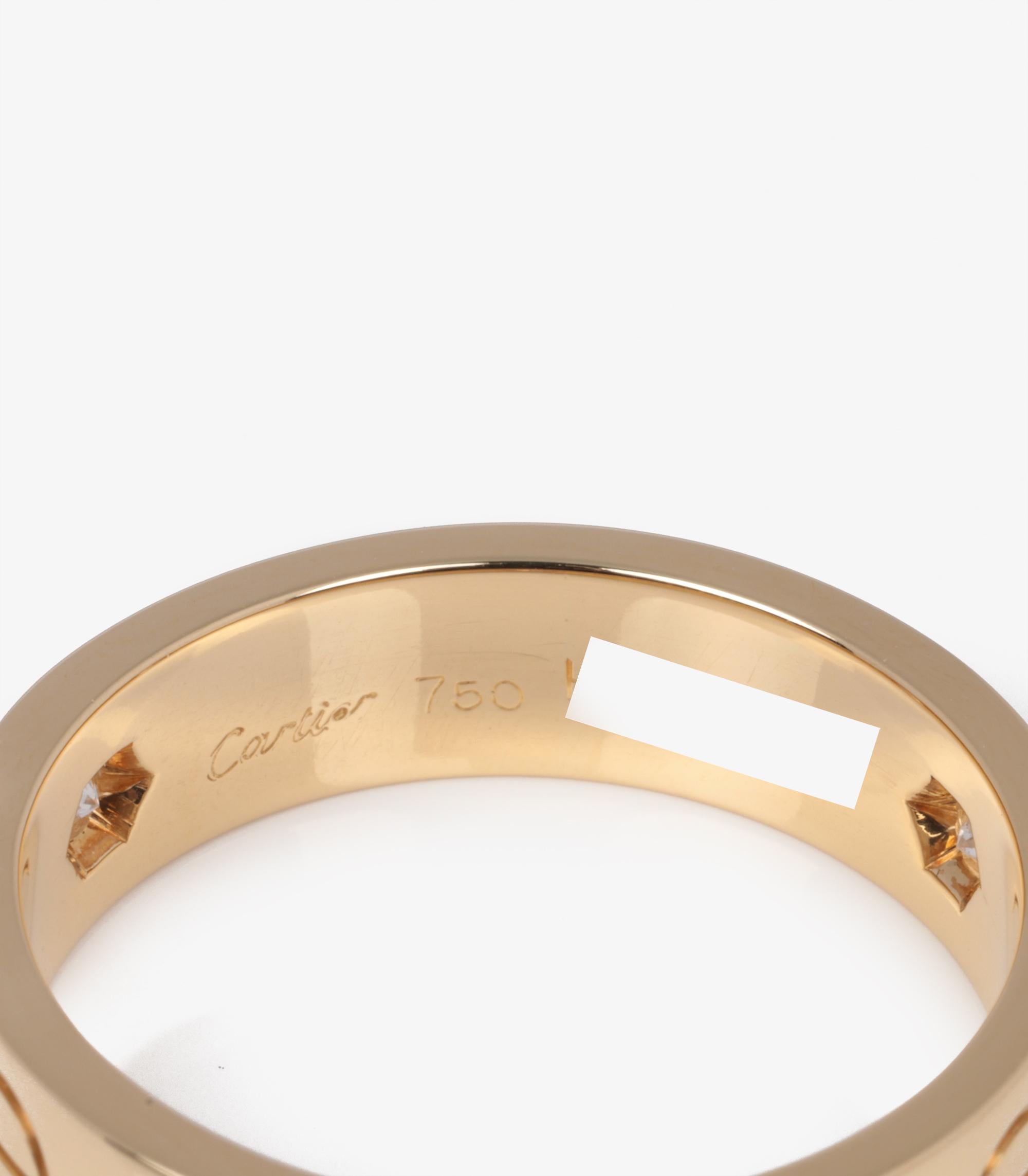 Taille ronde Cartier, bague d'amour en or jaune 18 carats avec 3 diamants en vente