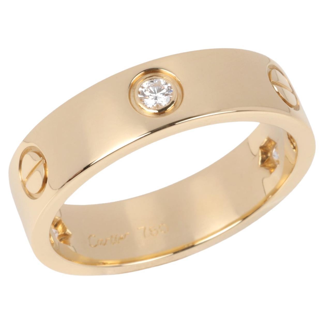 Cartier 3 Diamond 18ct Yellow Gold Love Ring For Sale