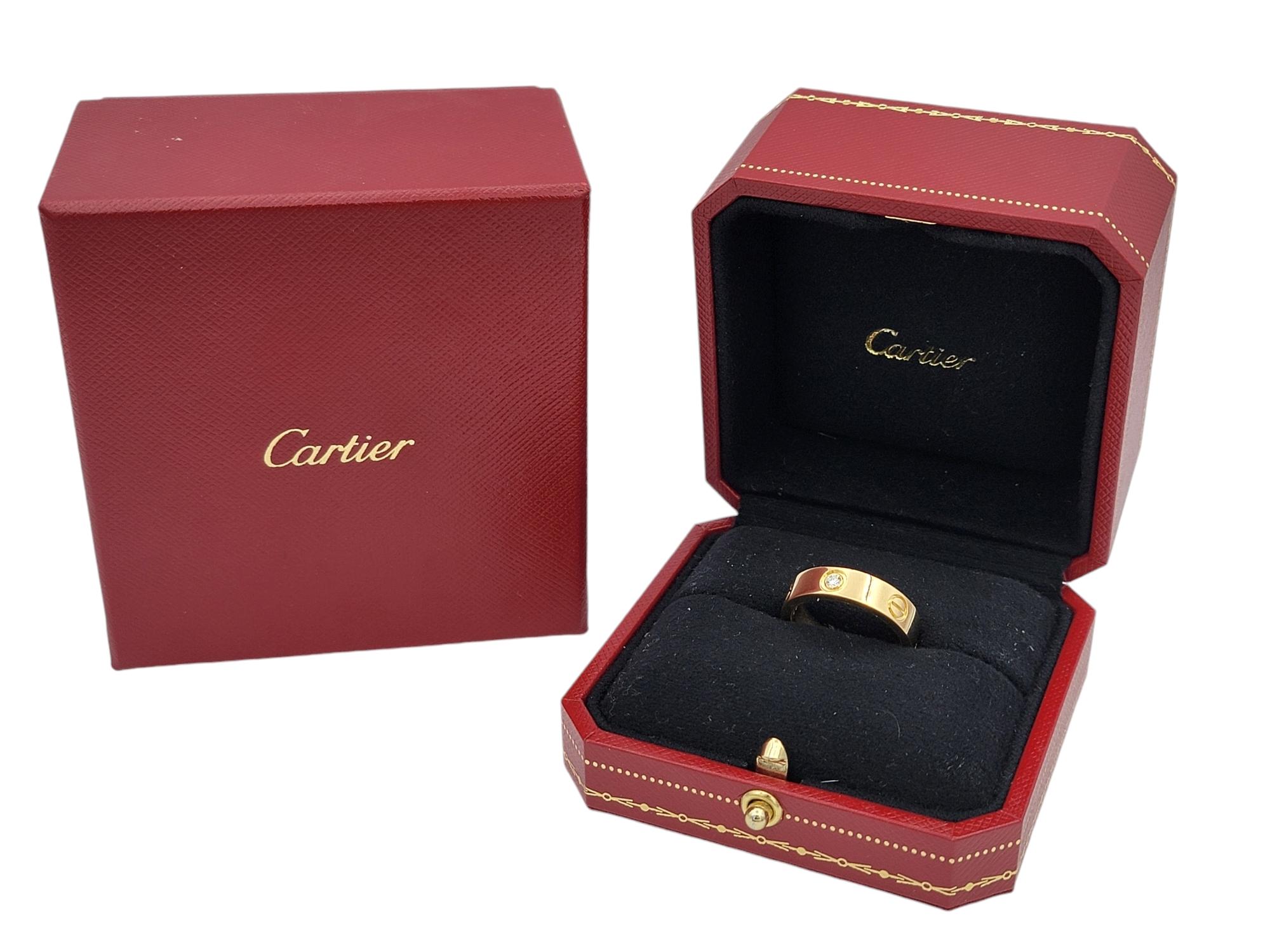 Anello Cartier 3 diamanti Love Band in oro giallo 18 carati misura 58, con scatola in vendita 4