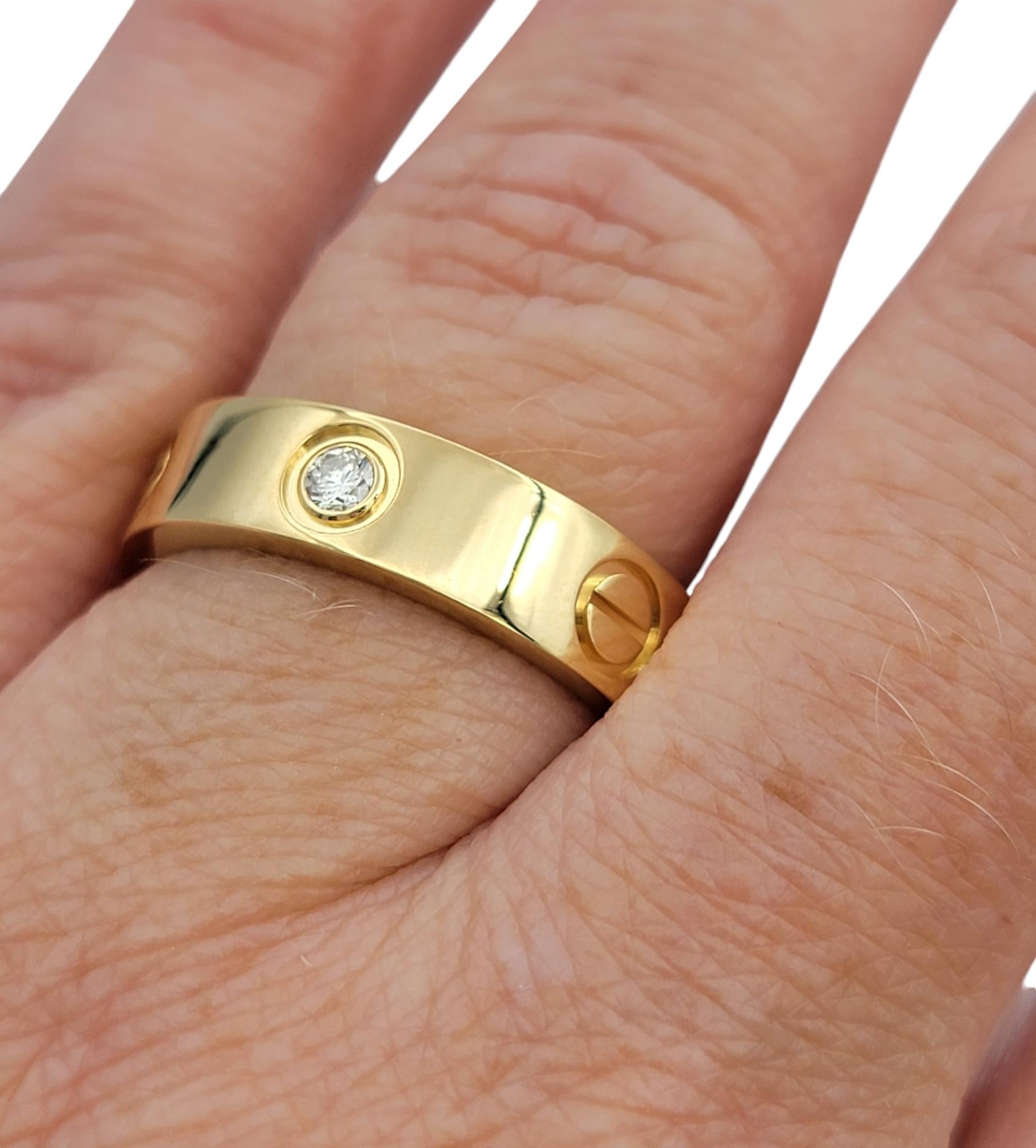 da uomo o donna Anello Cartier 3 diamanti Love Band in oro giallo 18 carati misura 58, con scatola in vendita