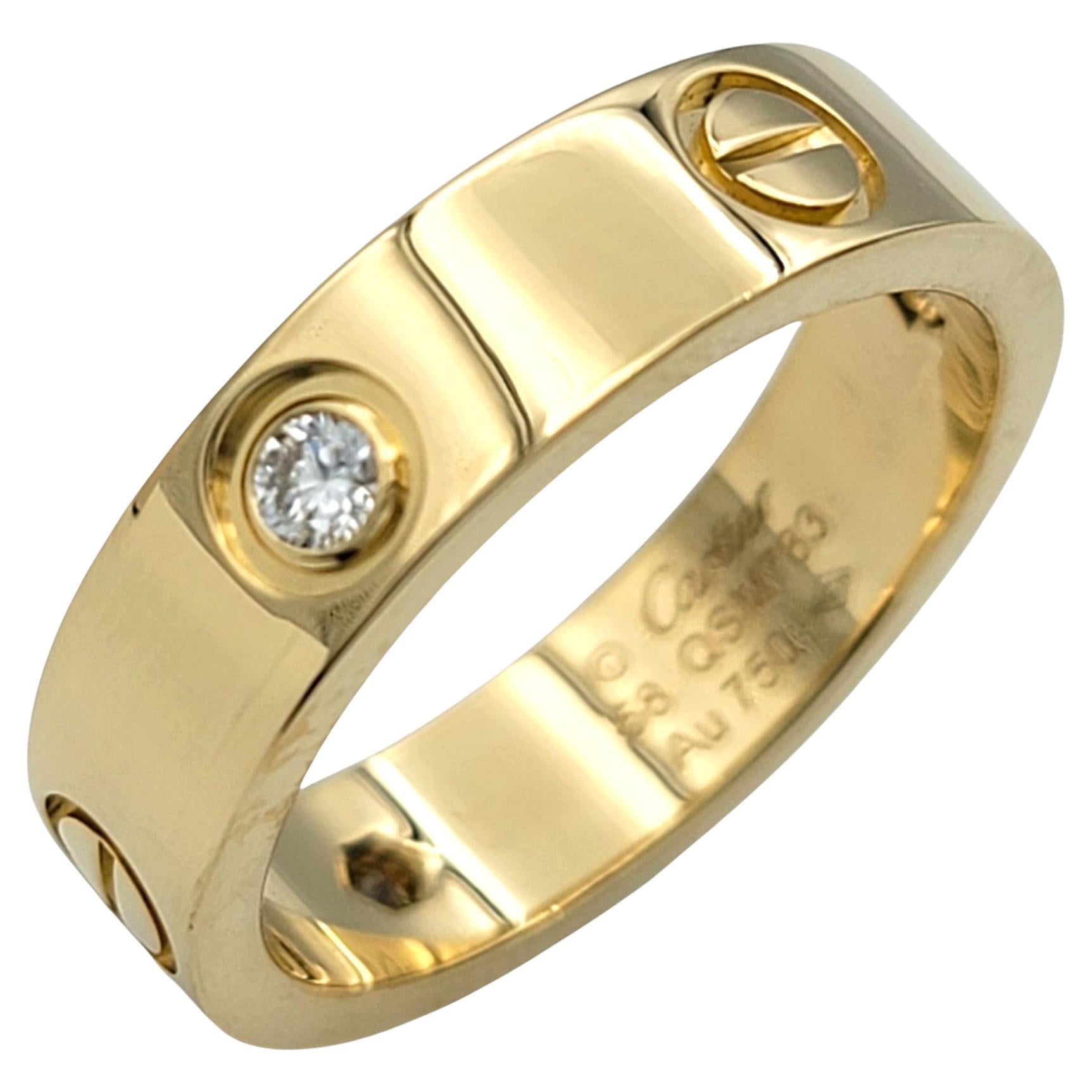 Cartier: 18 Karat Gelbgold Love Band-Ring mit 3 Diamanten, Größe 58, mit Schachtel