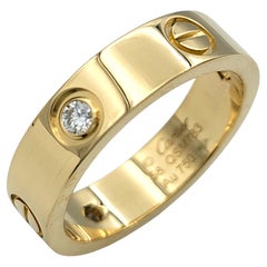 Cartier 3 Diamond Love Band Ring in 18 Karat Yellow Gold Size 58, with Box